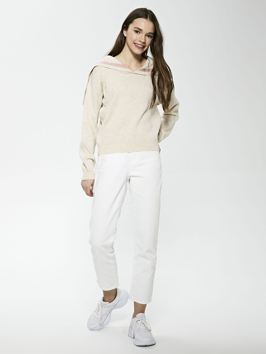 LCW Vision Shawl Collar Straight Long Sleeve Women's Slim Knitwear Sweater -0WJG09Z8-D4N