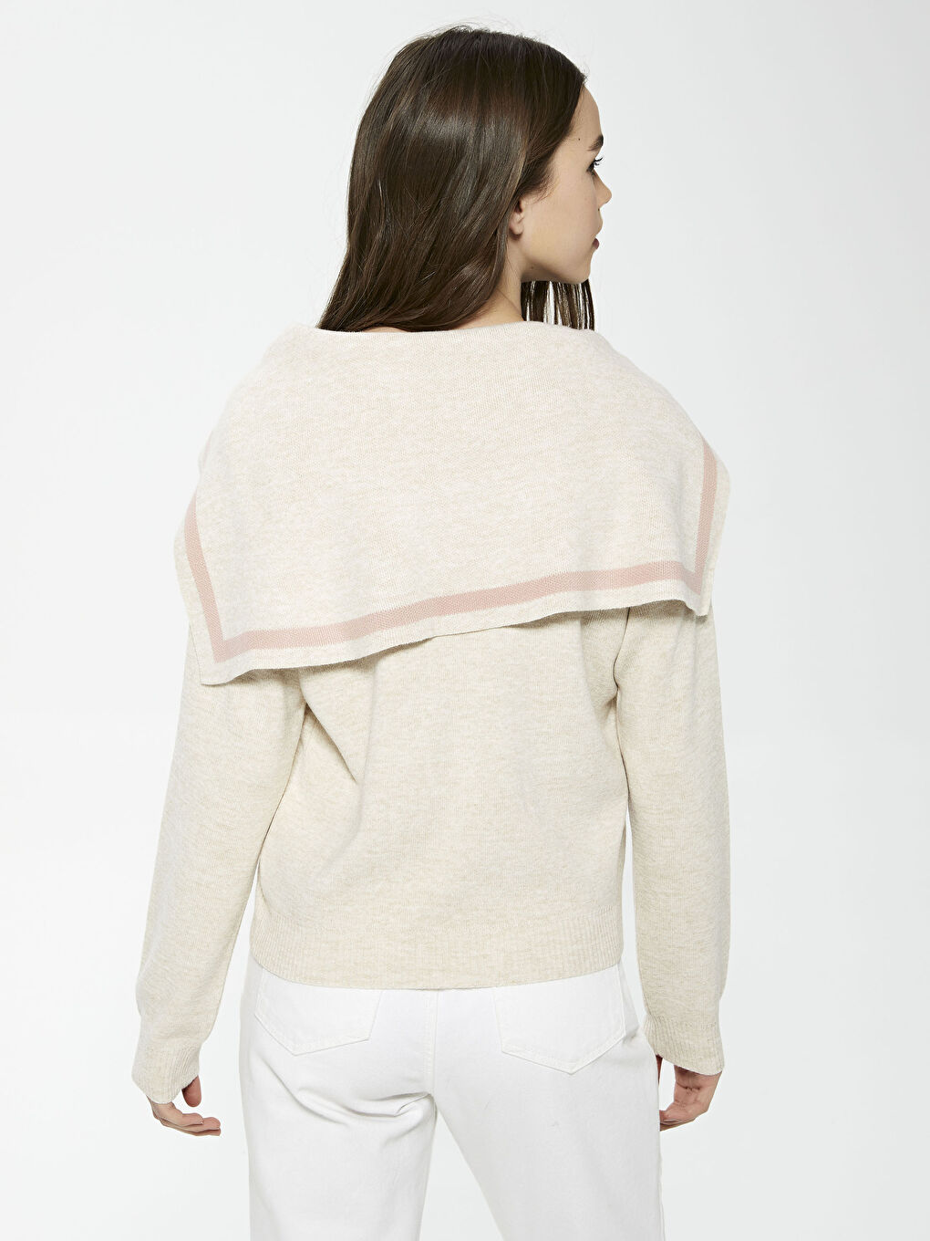 LCW Vision Shawl Collar Straight Long Sleeve Women's Slim Knitwear Sweater -0WJG09Z8-D4N