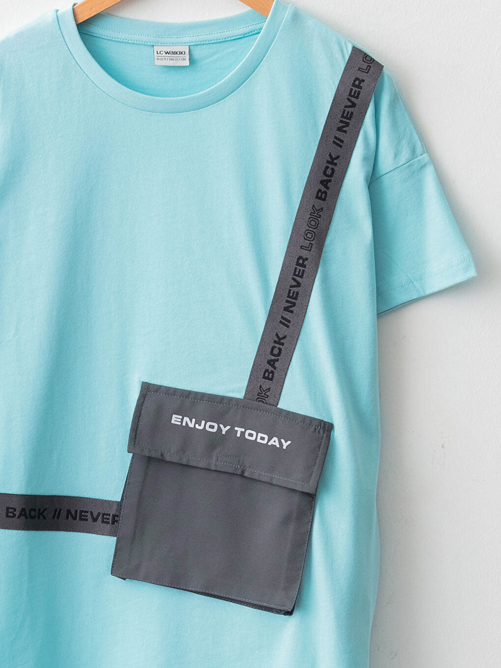 Turkuaz Bisiklet Yaka Baskılı Kısa Kollu Erkek Çocuk Tişört-2