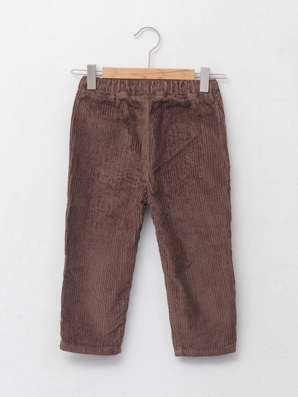 Kahverengi Beli Lastikli Basic Kadife Erkek Bebek Pantolon-1