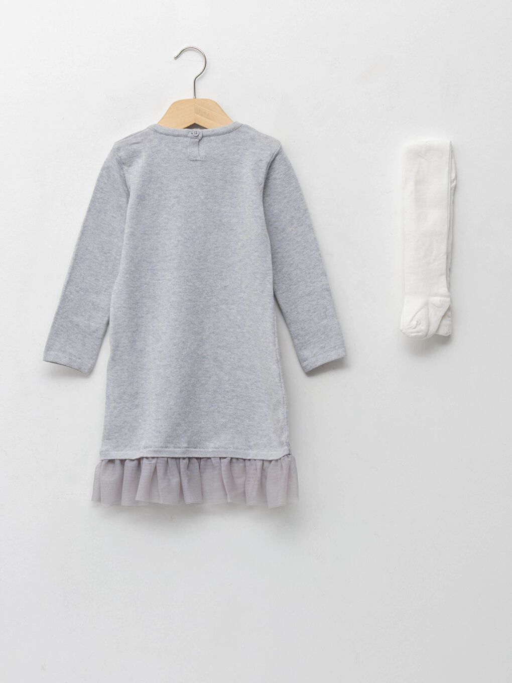 Robe à Manches Longues à Col Rond Imprimée pour Bébé Fille et Collants Lot de 2-1