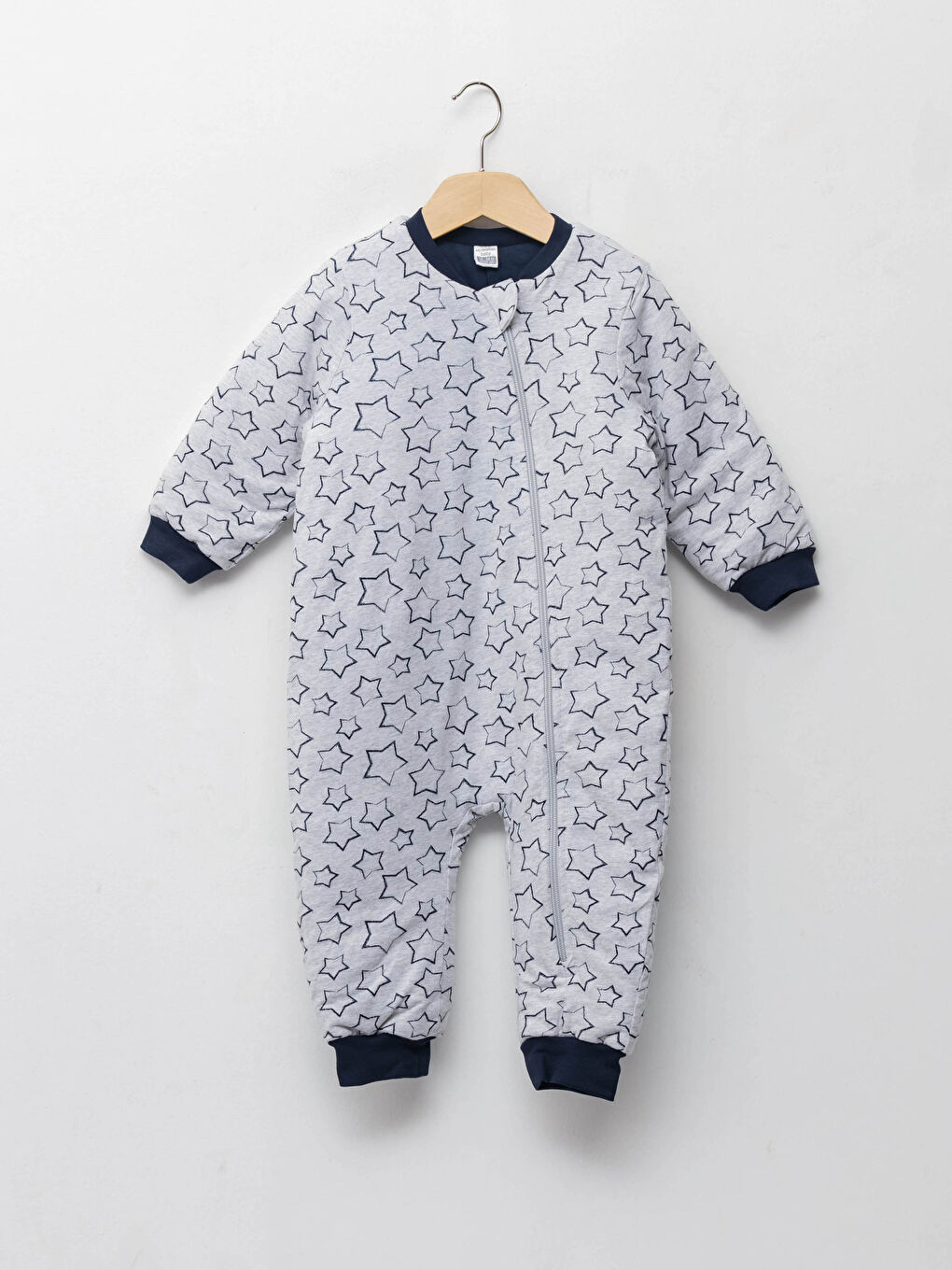 Salopetă cu Fermoar pentru Bebeluși Băieți cu Mânecă Lungă și Imprimeu, Guler Rotund