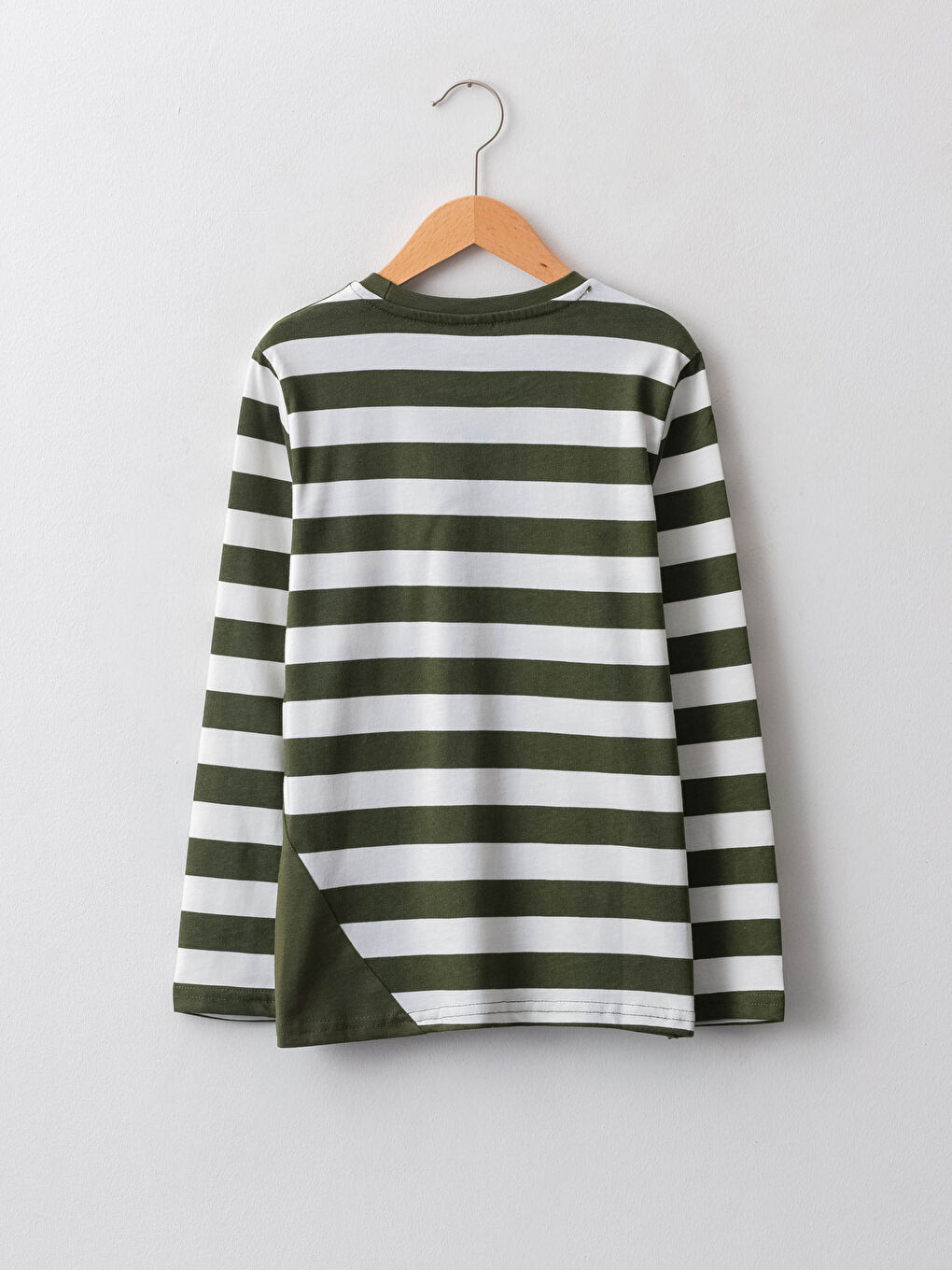 تيشيرت أولاد كم طويل مخطط ياقة دائرية قطن-3