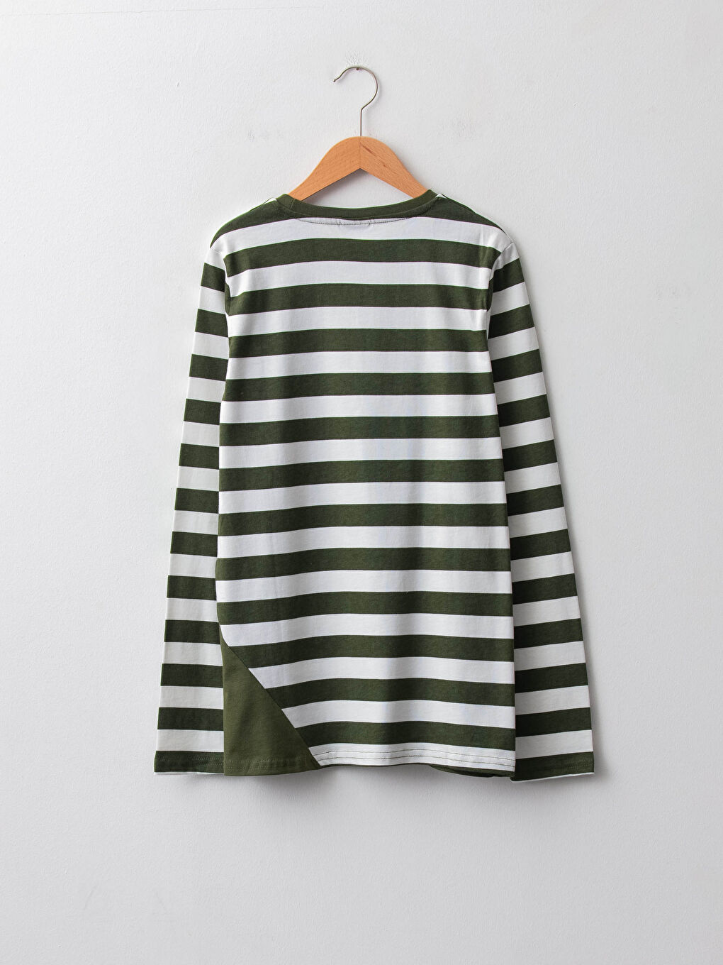 تيشيرت أولاد كم طويل مخطط ياقة دائرية قطن-2