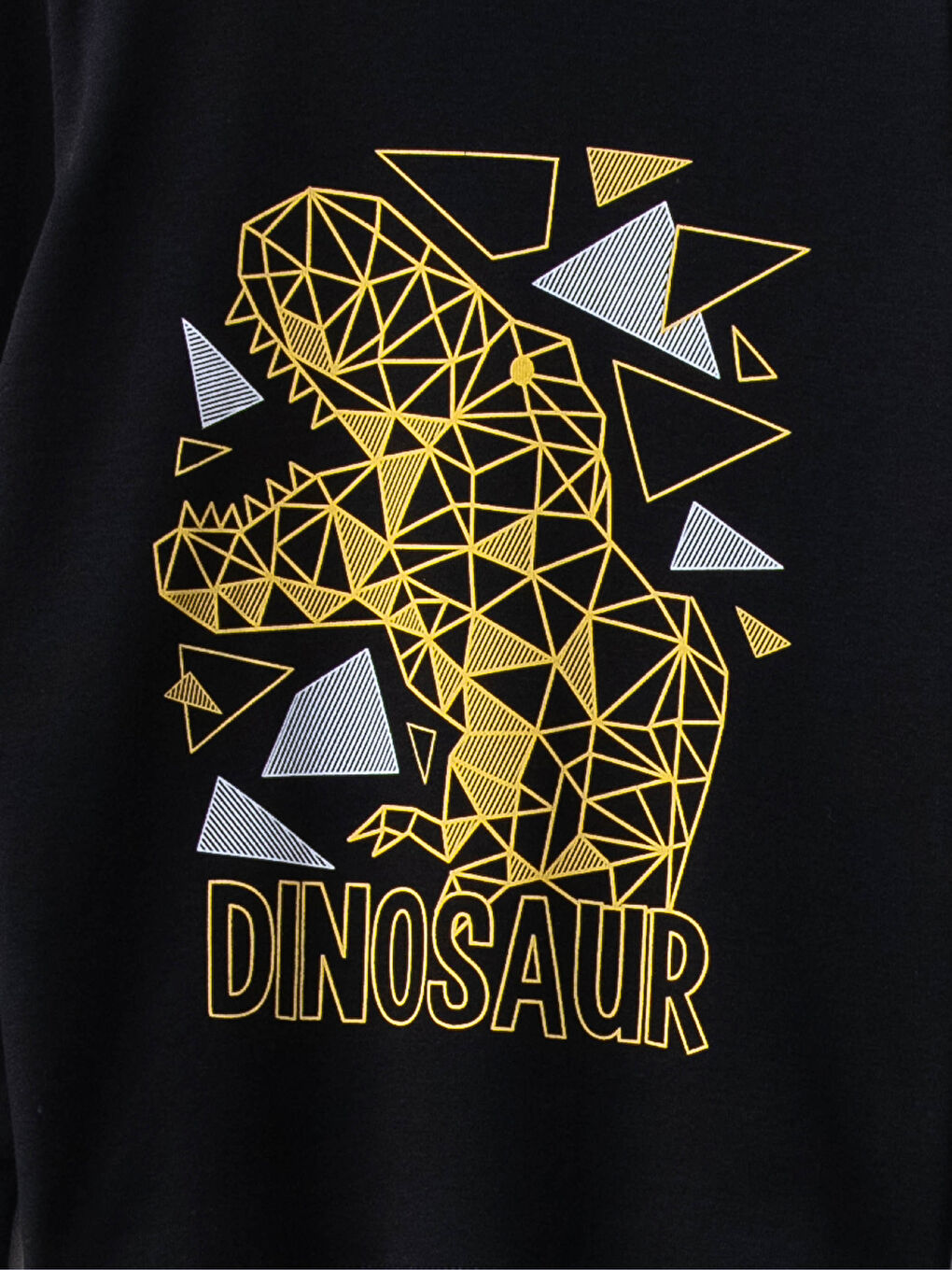 Siyah Bisiklet Yaka Baskılı Uzun Kollu Erkek Çocuk Pijama Takımı-2