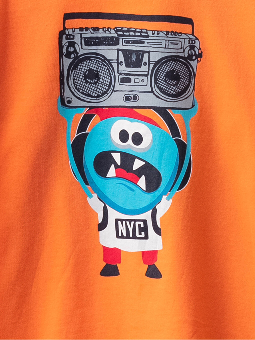 Turuncu Bisiklet Yaka Baskılı Uzun Kollu Erkek Çocuk Pijama Takımı-2