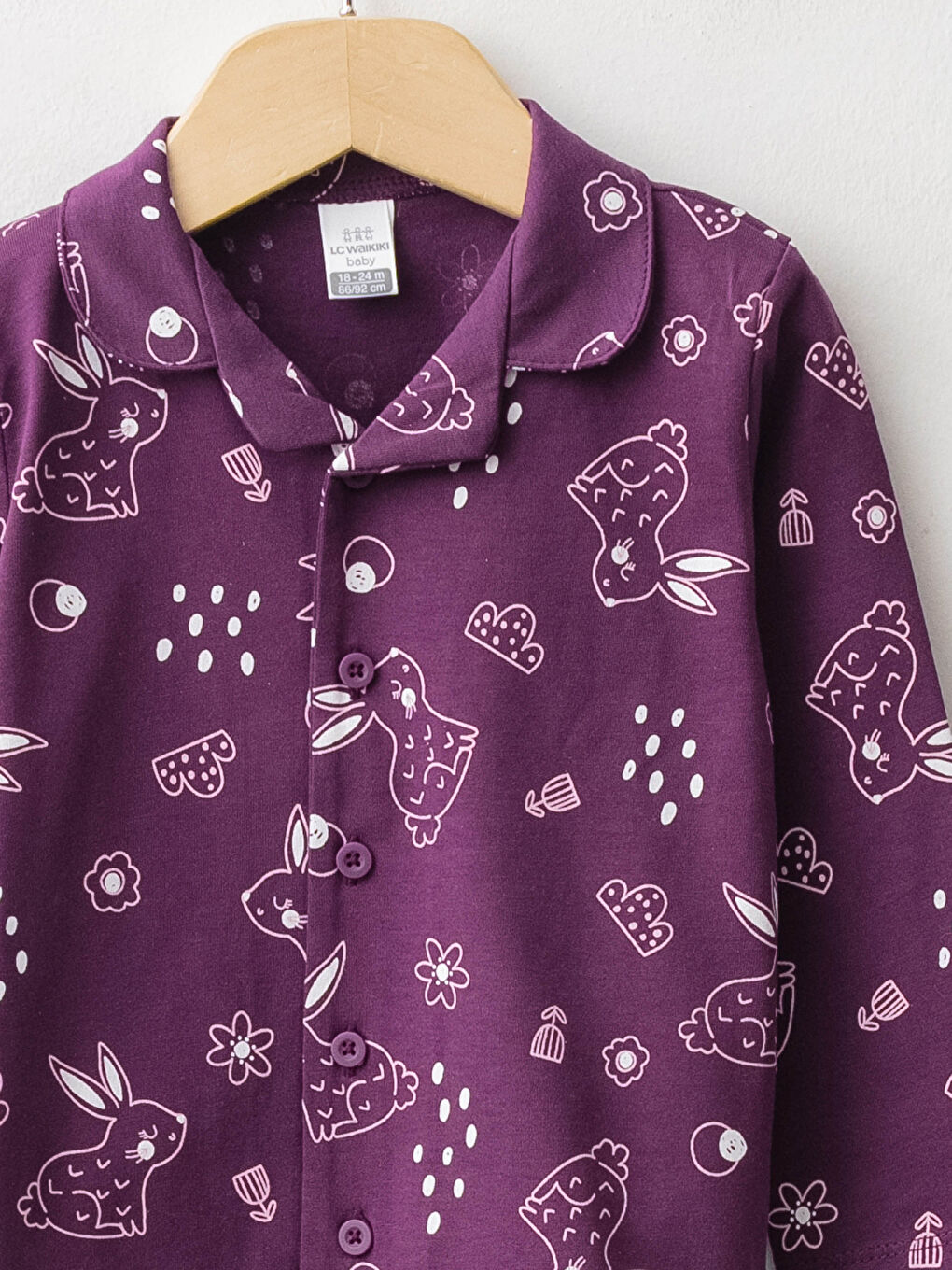 Gömlek Yaka Uzun Kol Baskılı Kız Bebek Pijama Takımı-2