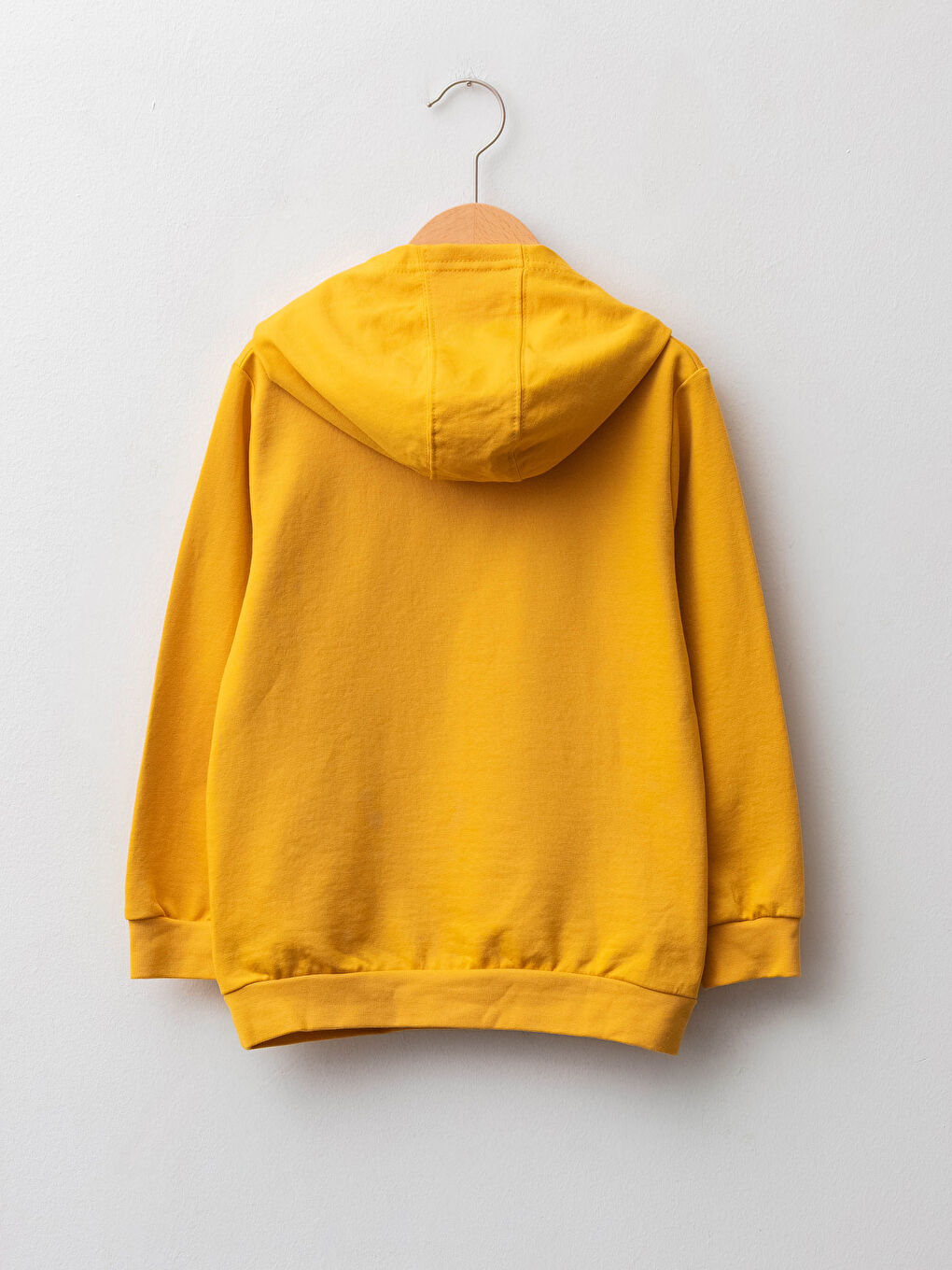 Sarı Kapüşonlu Basic Uzun Kollu Erkek Çocuk Sweatshirt-1