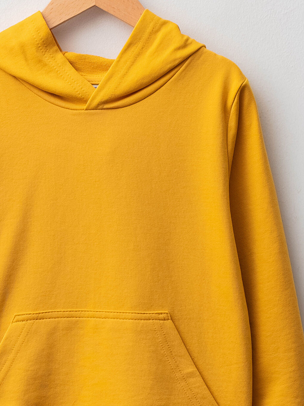 Sarı Kapüşonlu Basic Uzun Kollu Erkek Çocuk Sweatshirt-2