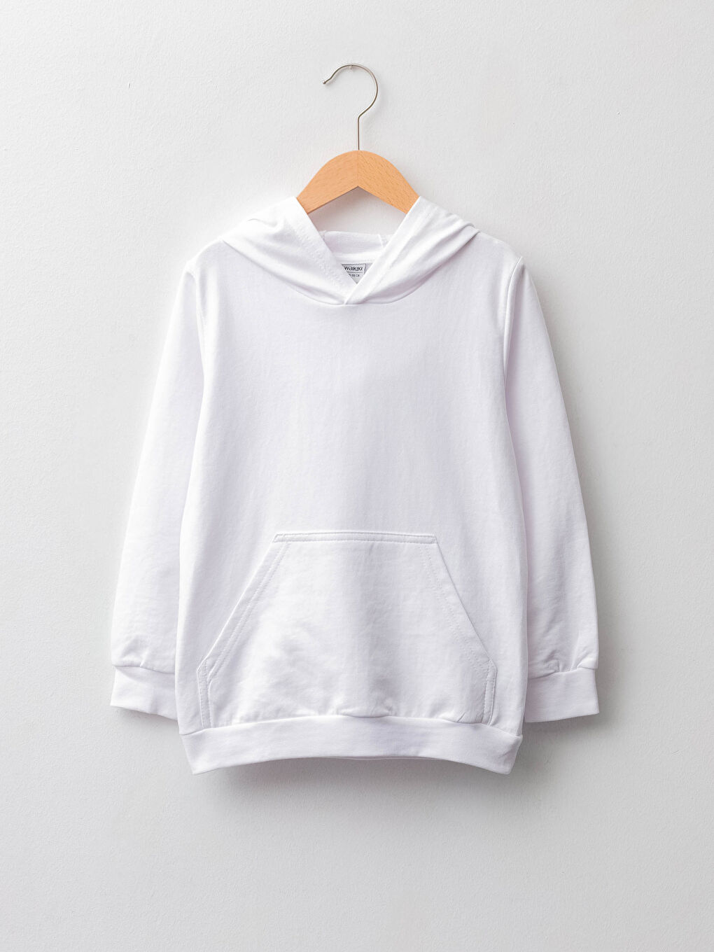 Beyaz Kapüşonlu Basic Uzun Kollu Erkek Çocuk Sweatshirt