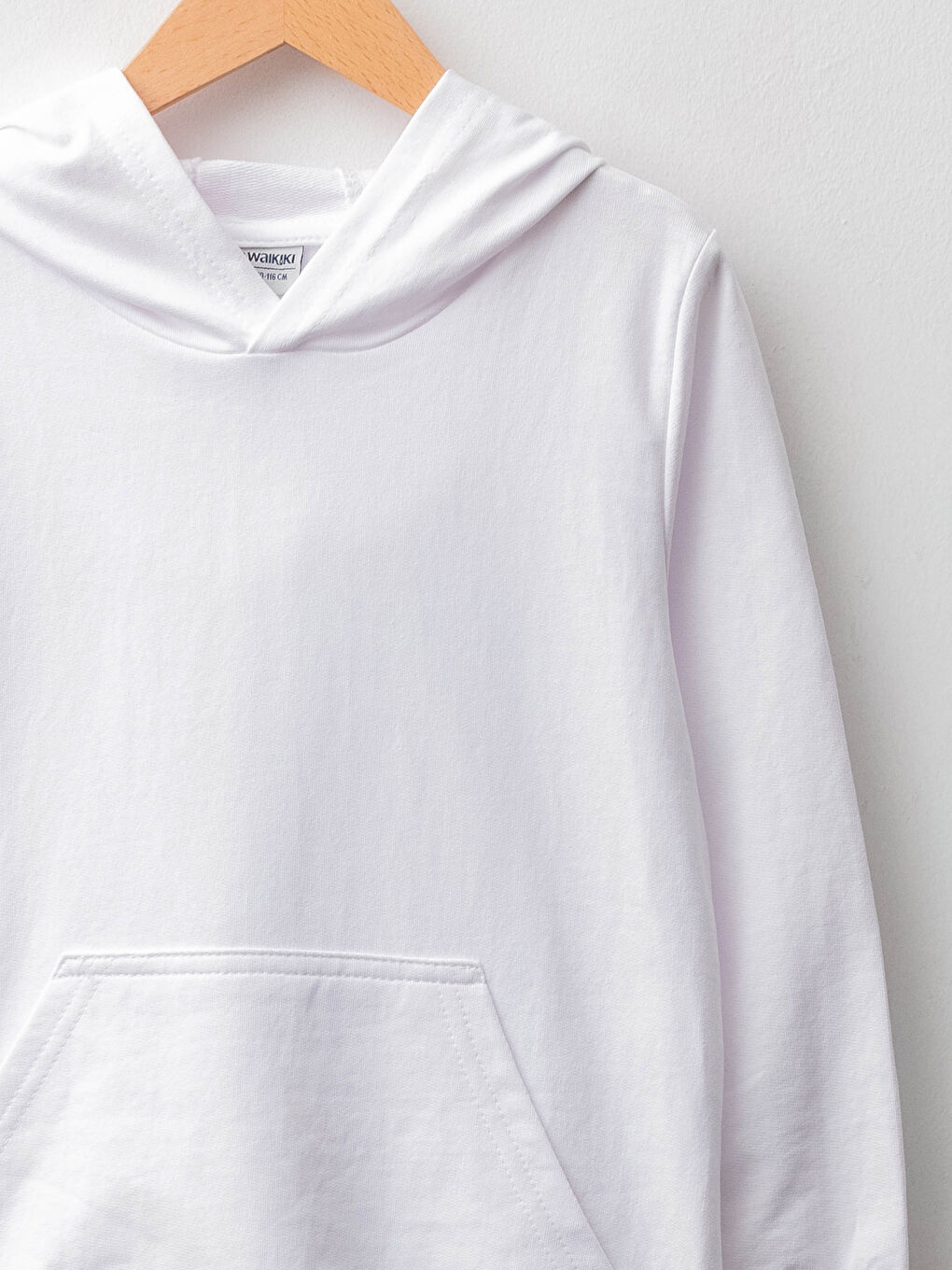 Beyaz Kapüşonlu Basic Uzun Kollu Erkek Çocuk Sweatshirt-2