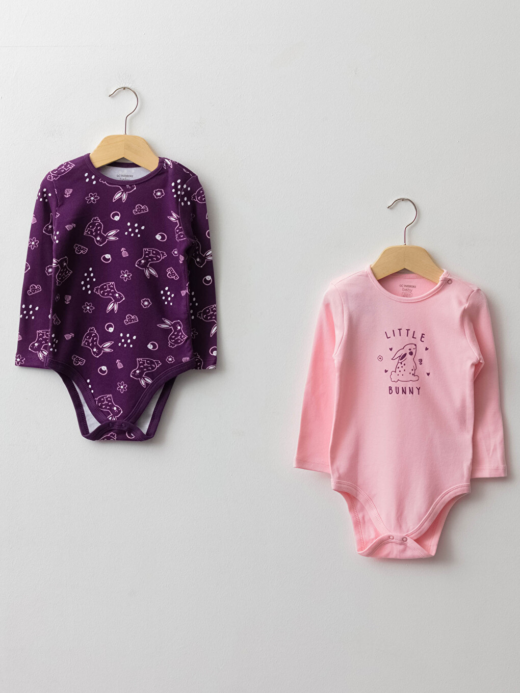 LCW baby Crew Neck Long Sleeve Printed Baby Girl Bodysuit with