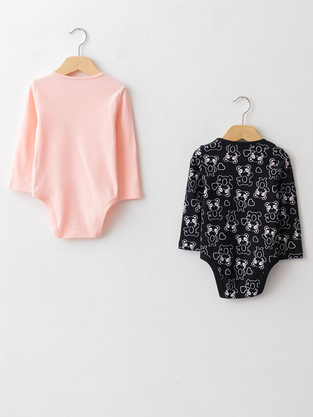 Bisiklet Yaka Uzun Kollu Pamuklu Kız Bebek Çıtçıtlı Body 2'li-1