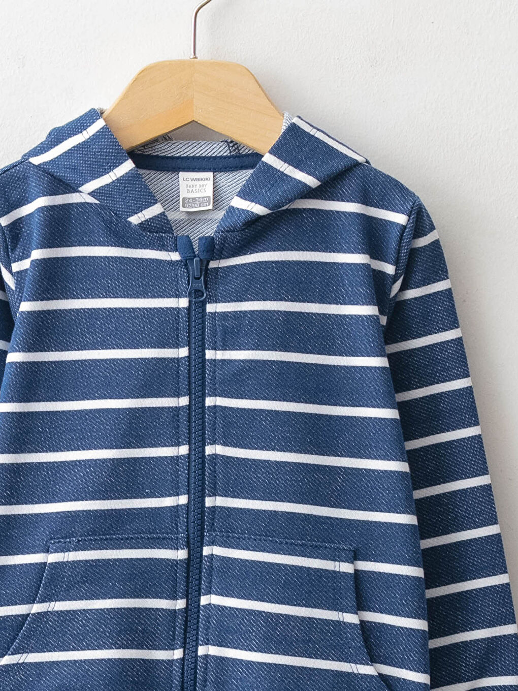 Hooded Long Sleeve Striped Baby Boy Zippered Baby Boy Sweatshirt-2