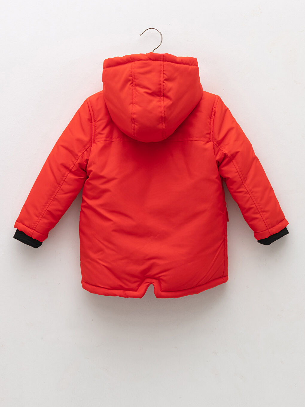 Kırmızı Kapüşonlu Basic Uzun Kollu Erkek Bebek Kaban-1