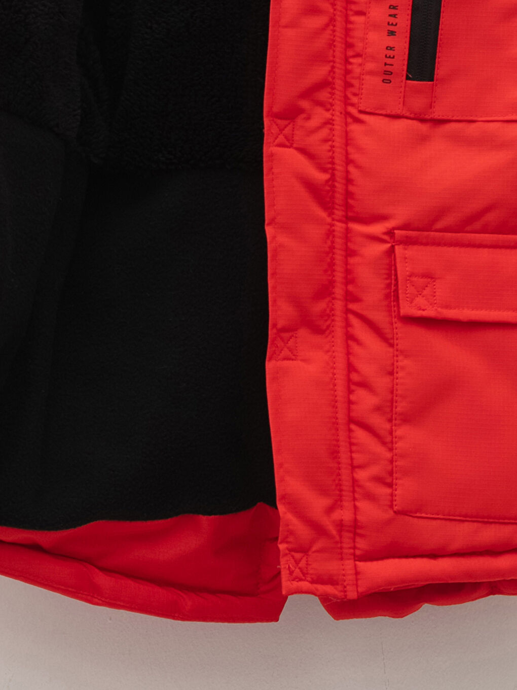 Kırmızı Kapüşonlu Basic Uzun Kollu Erkek Bebek Kaban-2