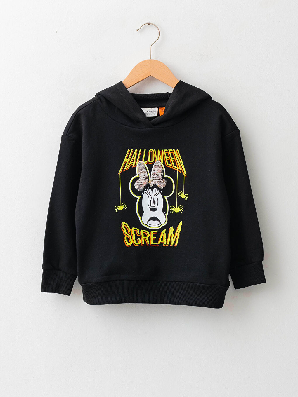 LCW Kids Yeni Siyah Kapüşonlu Minnie Mouse Baskılı Uzun Kollu Kız Çocuk Sweatshirt - 1