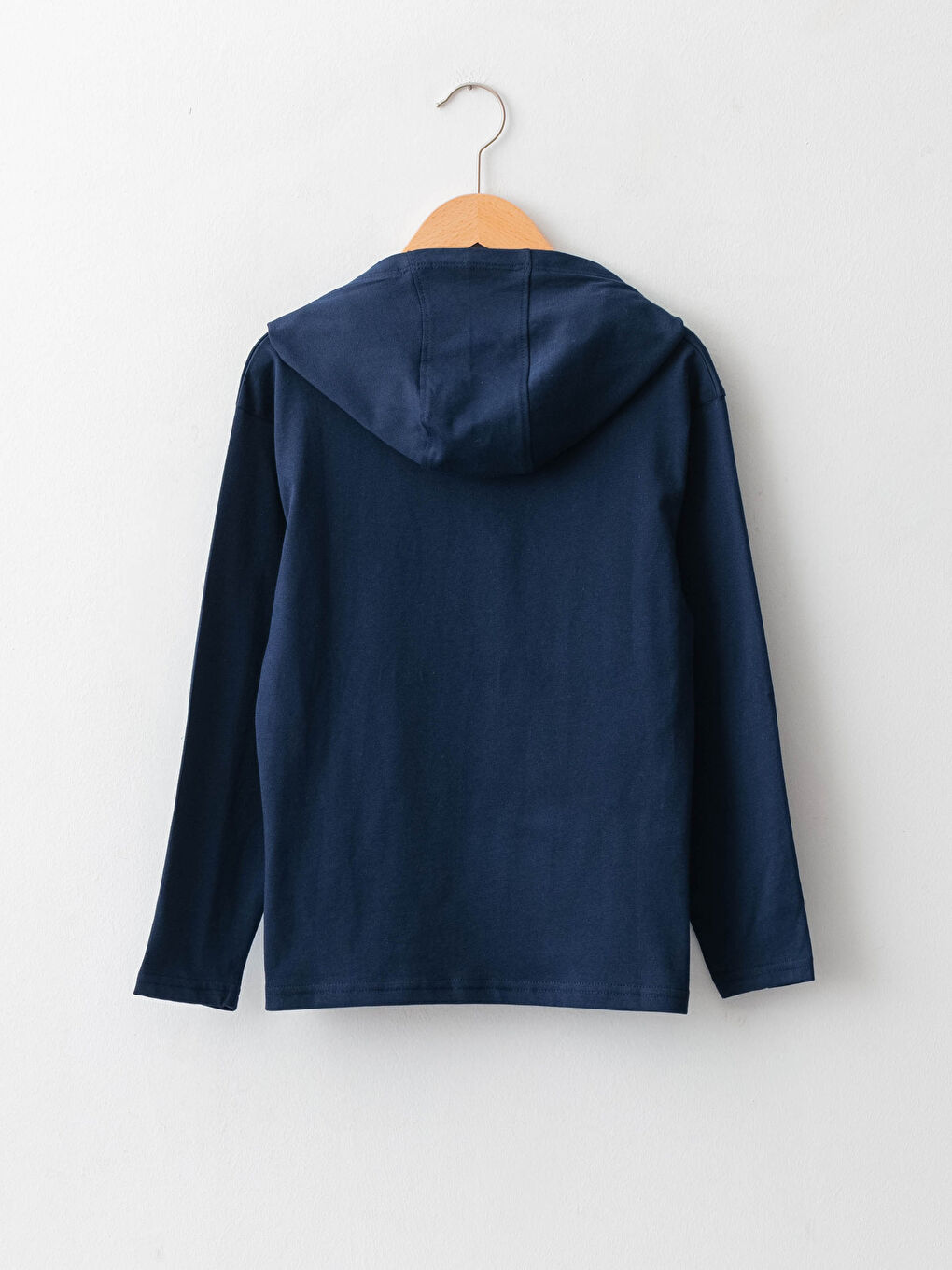 Hooded Basic Long Sleeve Cotton Boy T-Shirt-1