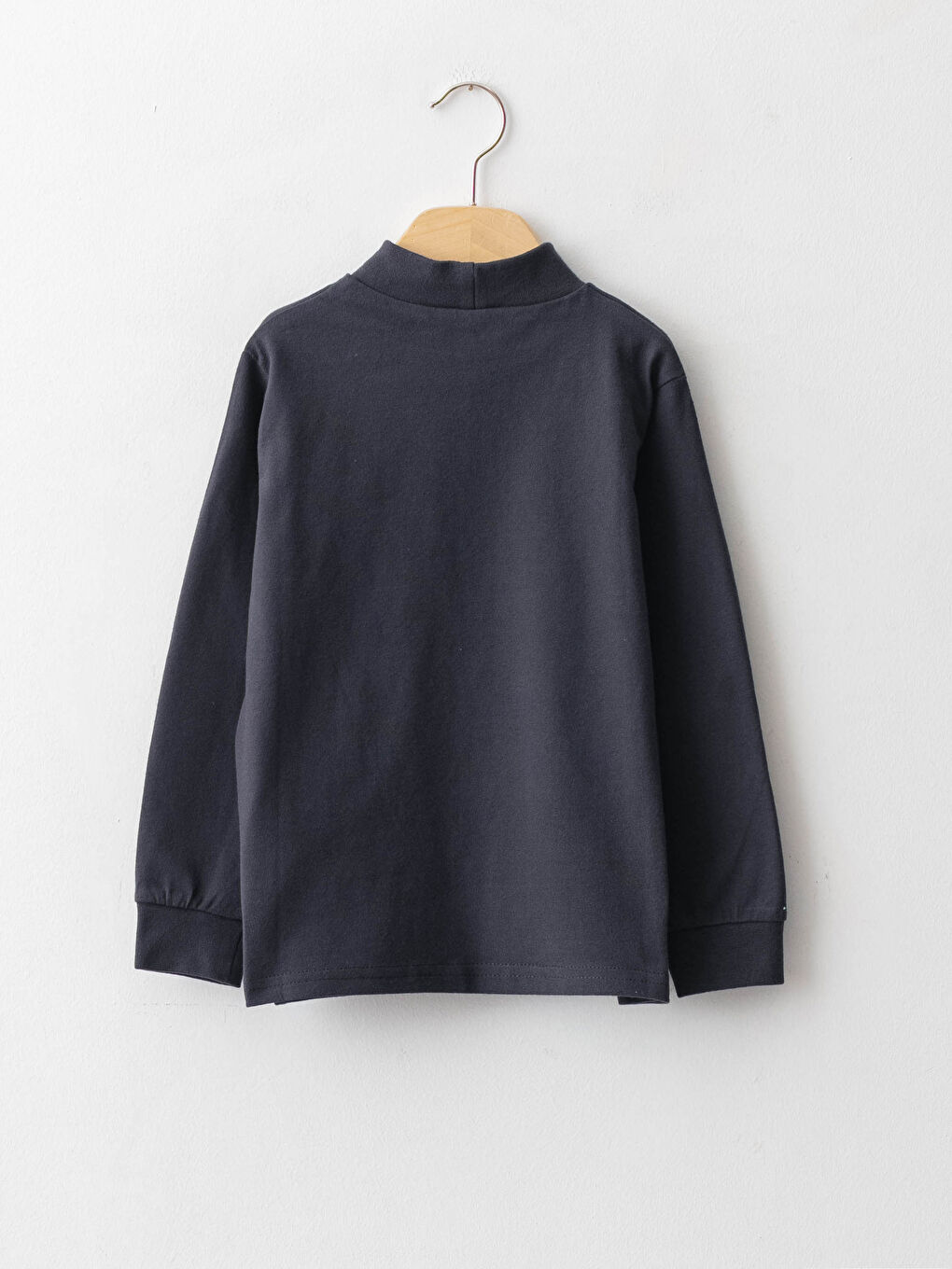 Turtleneck Basic Long Sleeve Cotton Boy T-shirt-1
