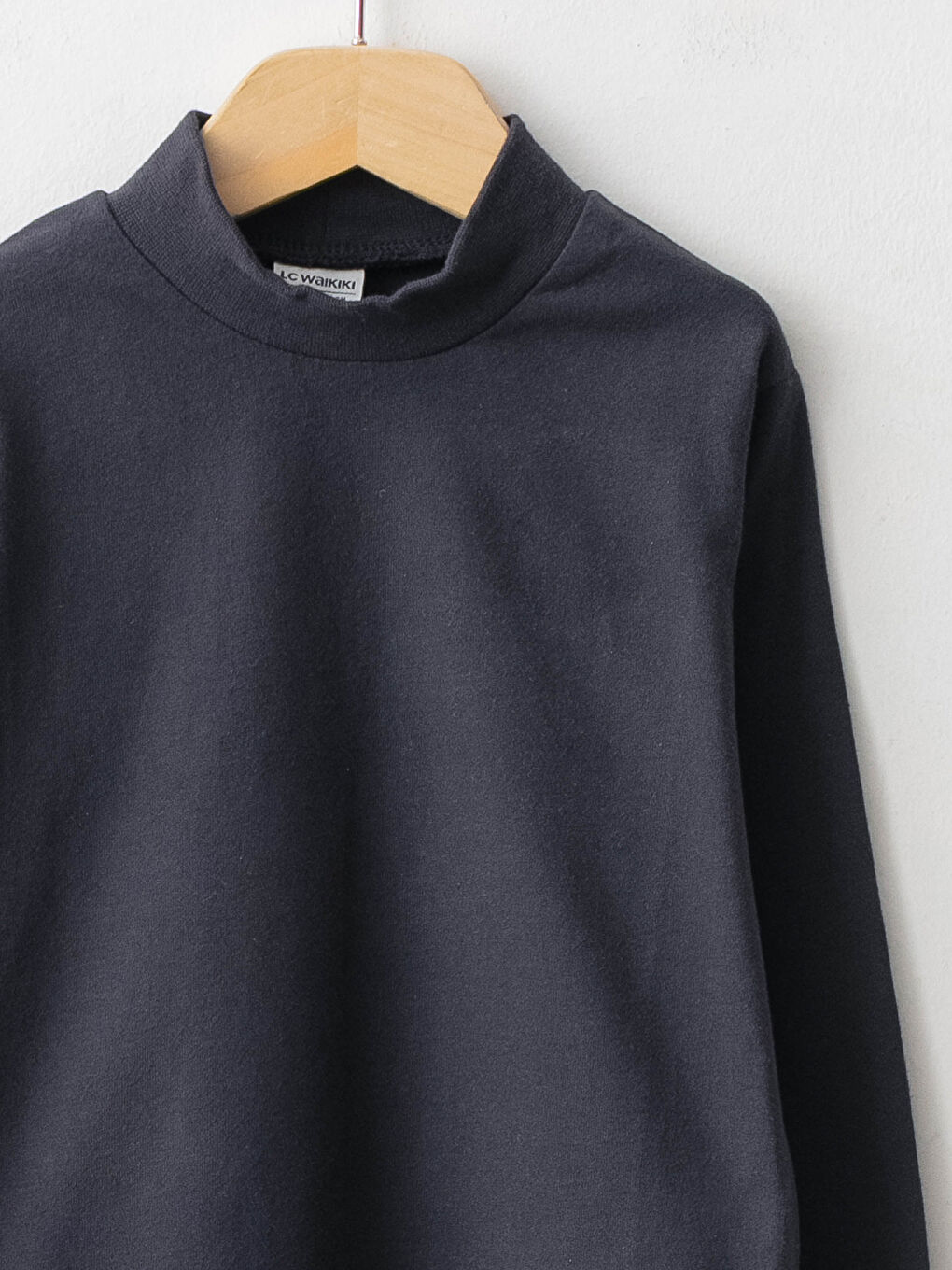 Turtleneck Basic Long Sleeve Cotton Boy T-shirt-2