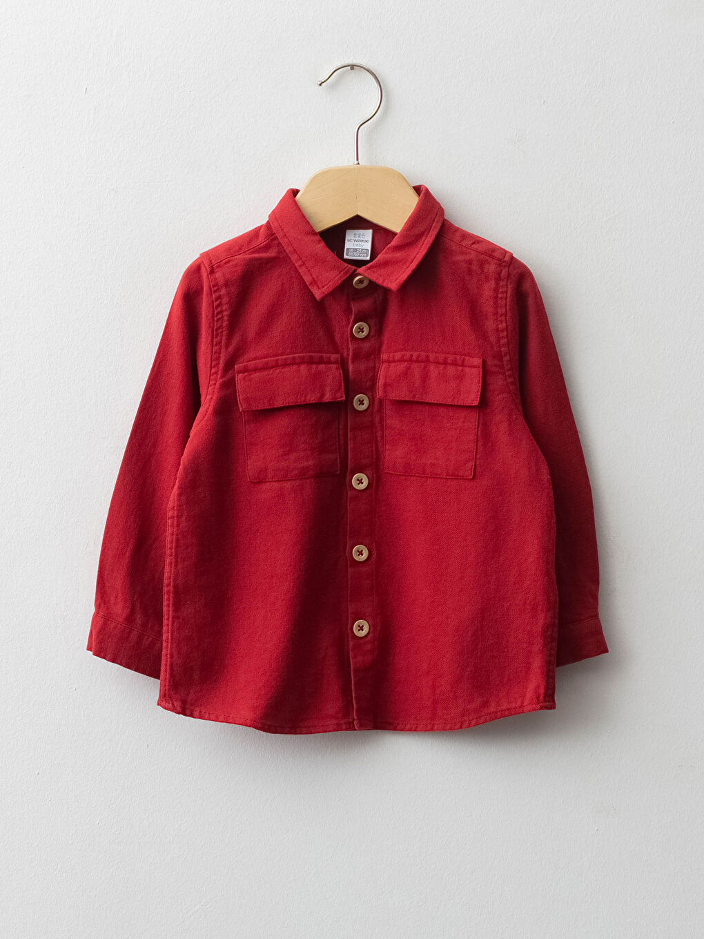 Kırmızı Uzun Kollu Basic Pamuklu Erkek Bebek Gömlek