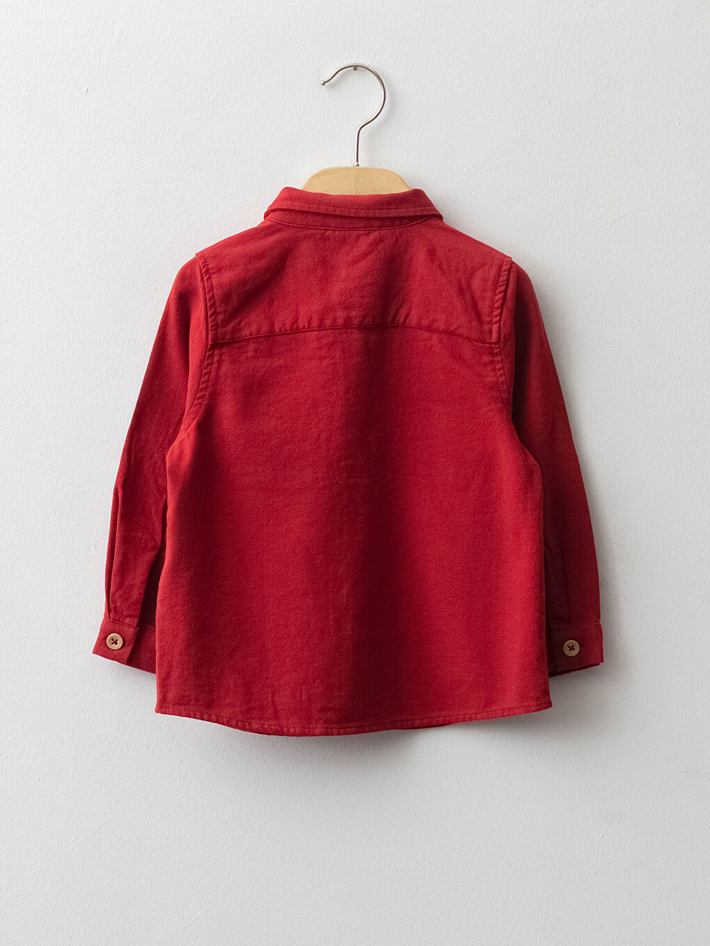 Kırmızı Uzun Kollu Basic Pamuklu Erkek Bebek Gömlek-1