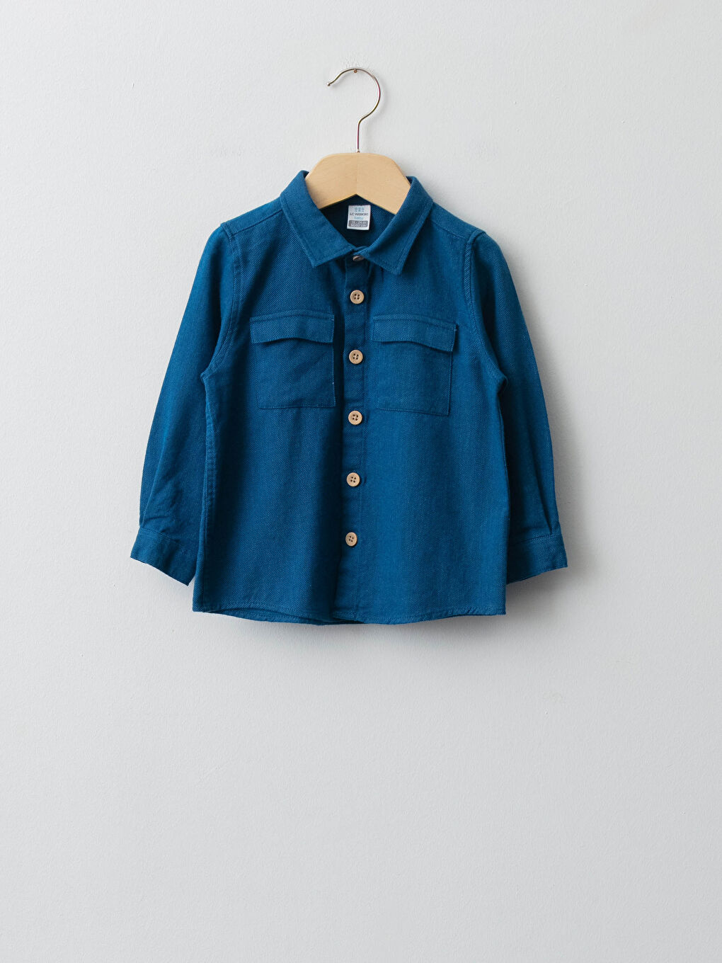 Mavi Uzun Kollu Basic Pamuklu Erkek Bebek Gömlek