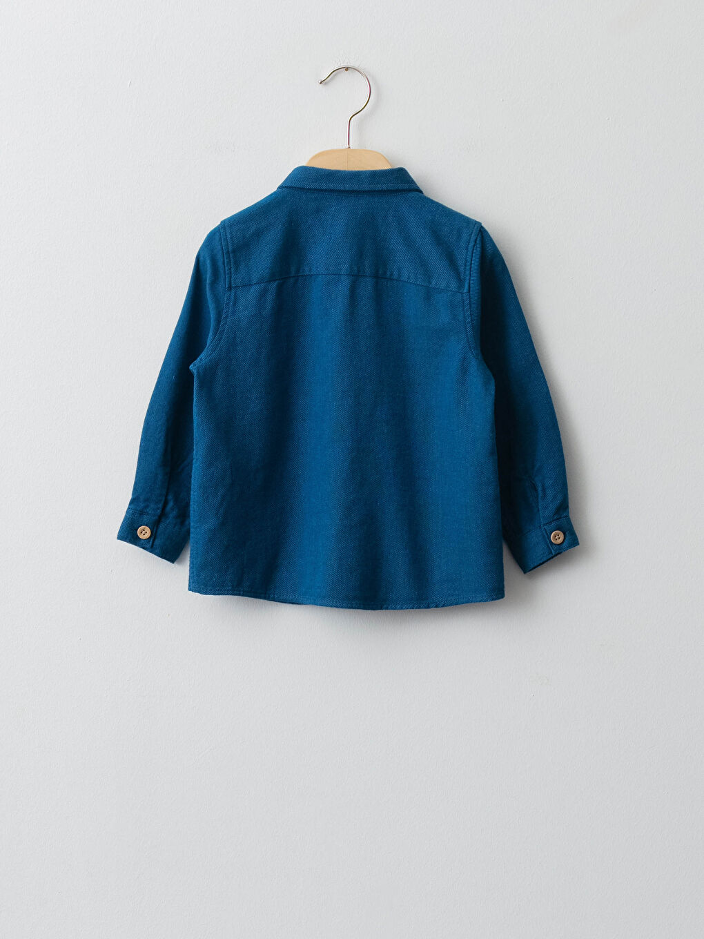 Mavi Uzun Kollu Basic Pamuklu Erkek Bebek Gömlek-1