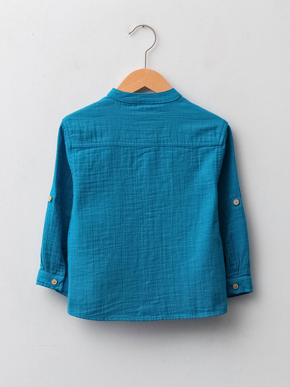 Chemise Bébé Garçon Basique en Coton à Col Mao et Manches Longues-2