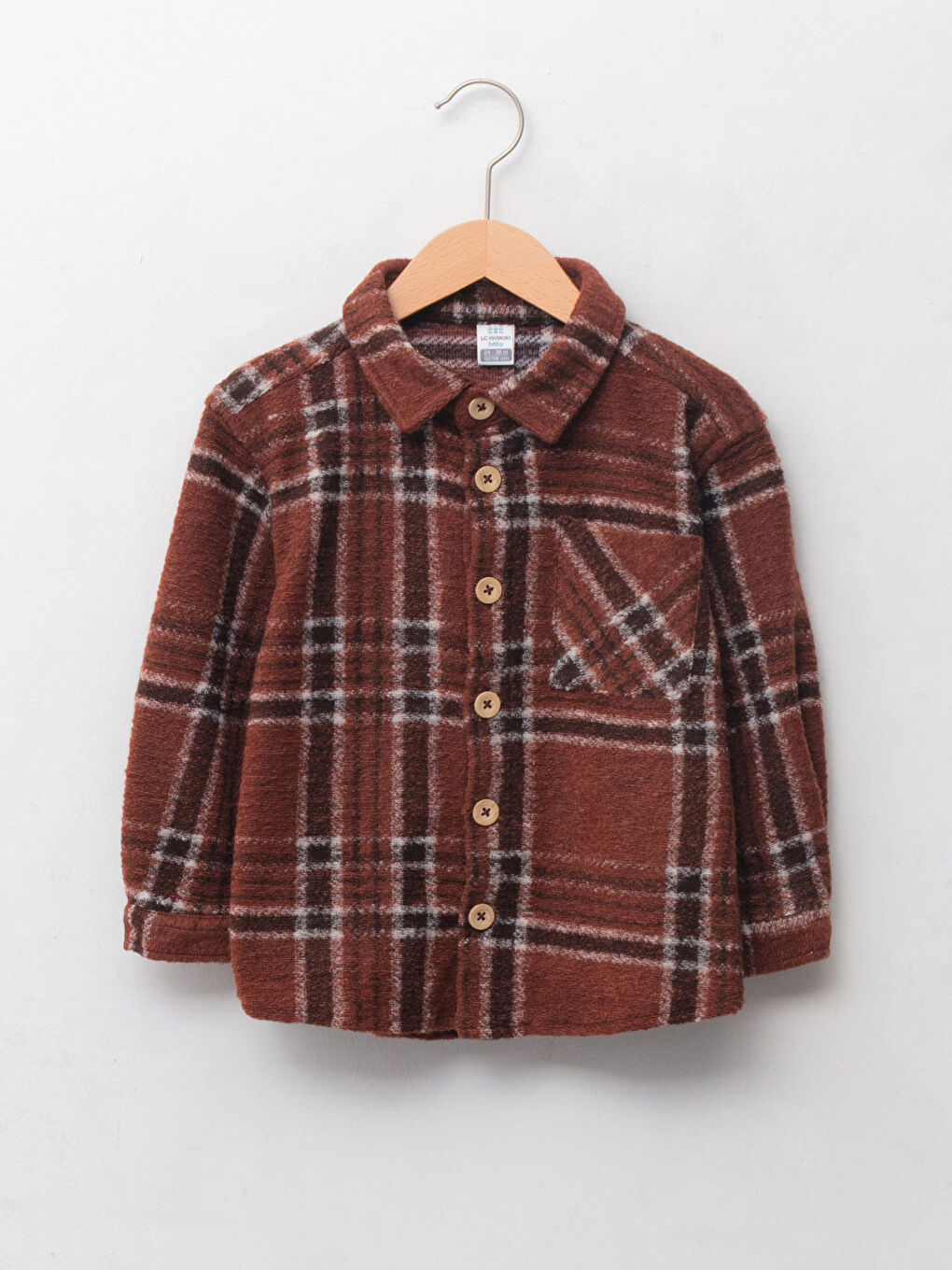 Kahverengi Uzun Kollu Ekose Desenli Erkek Bebek Oduncu Gömlek