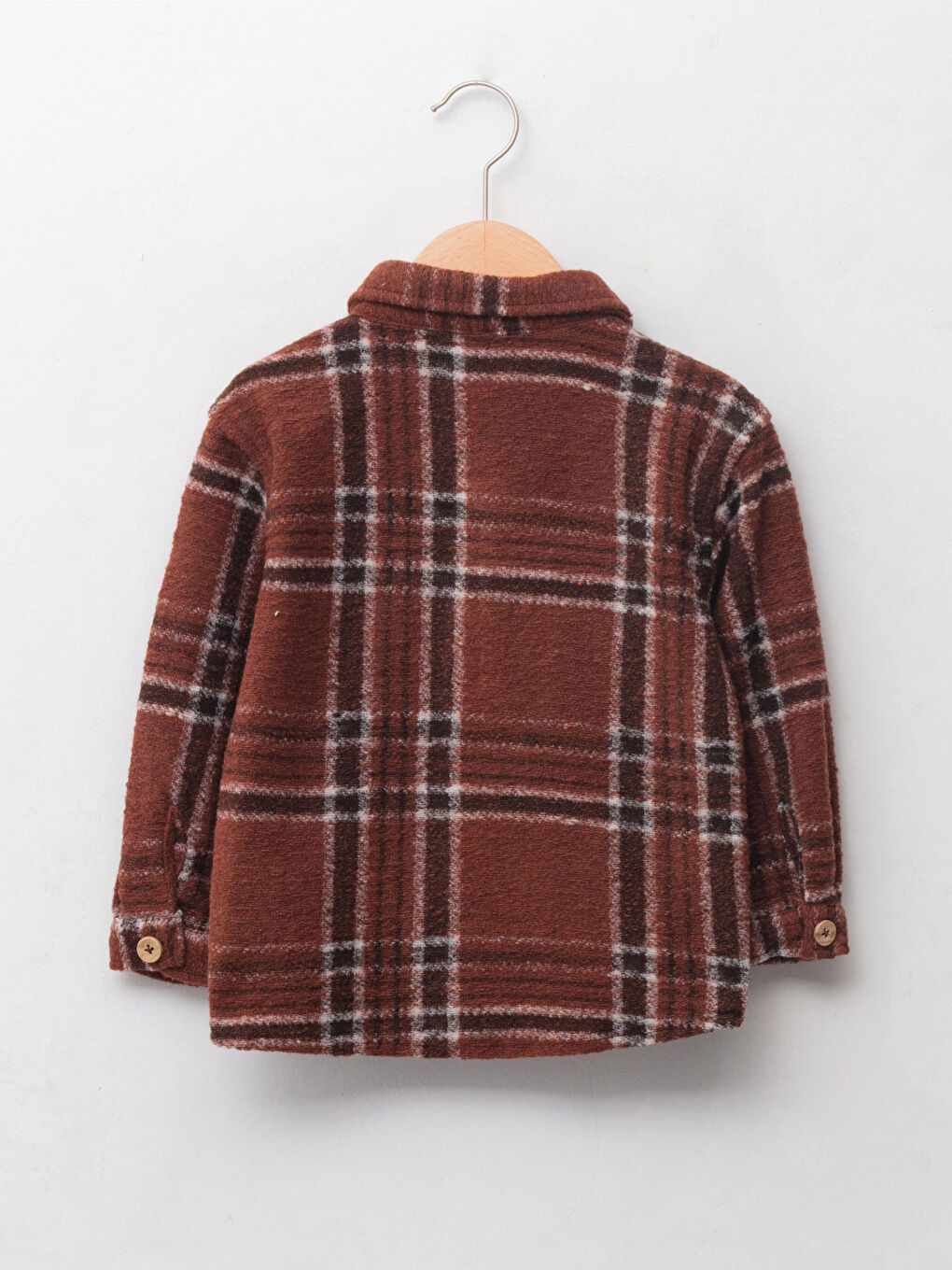 Kahverengi Uzun Kollu Ekose Desenli Erkek Bebek Oduncu Gömlek-1