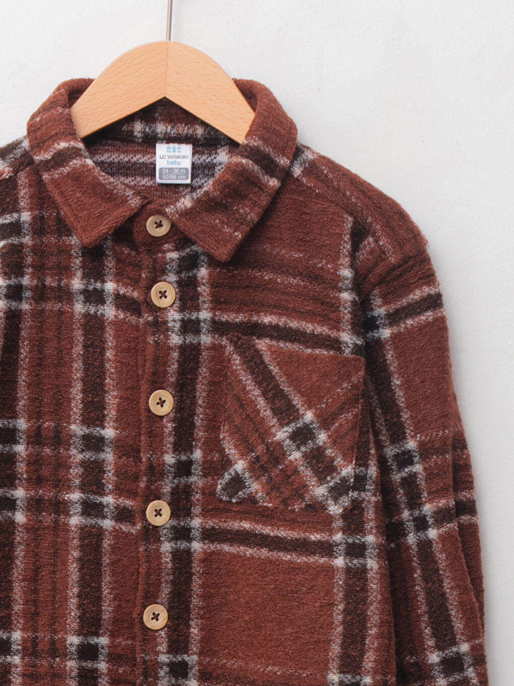 Kahverengi Uzun Kollu Ekose Desenli Erkek Bebek Oduncu Gömlek-2