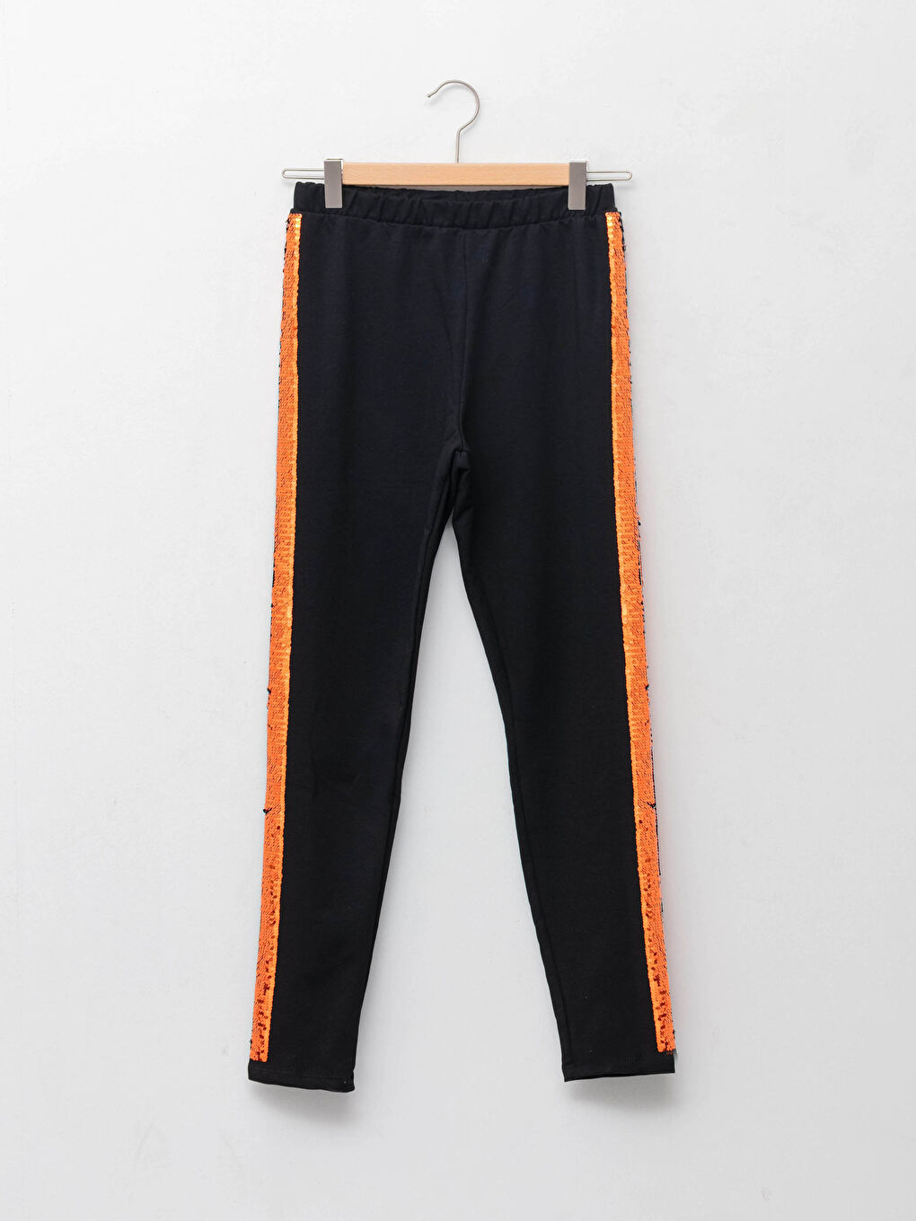 LCW Kids Elastic Waist Embroidered Sequins Embroidered Cotton Girls' Ankle-Length Leggings -W16786Z4-CVL