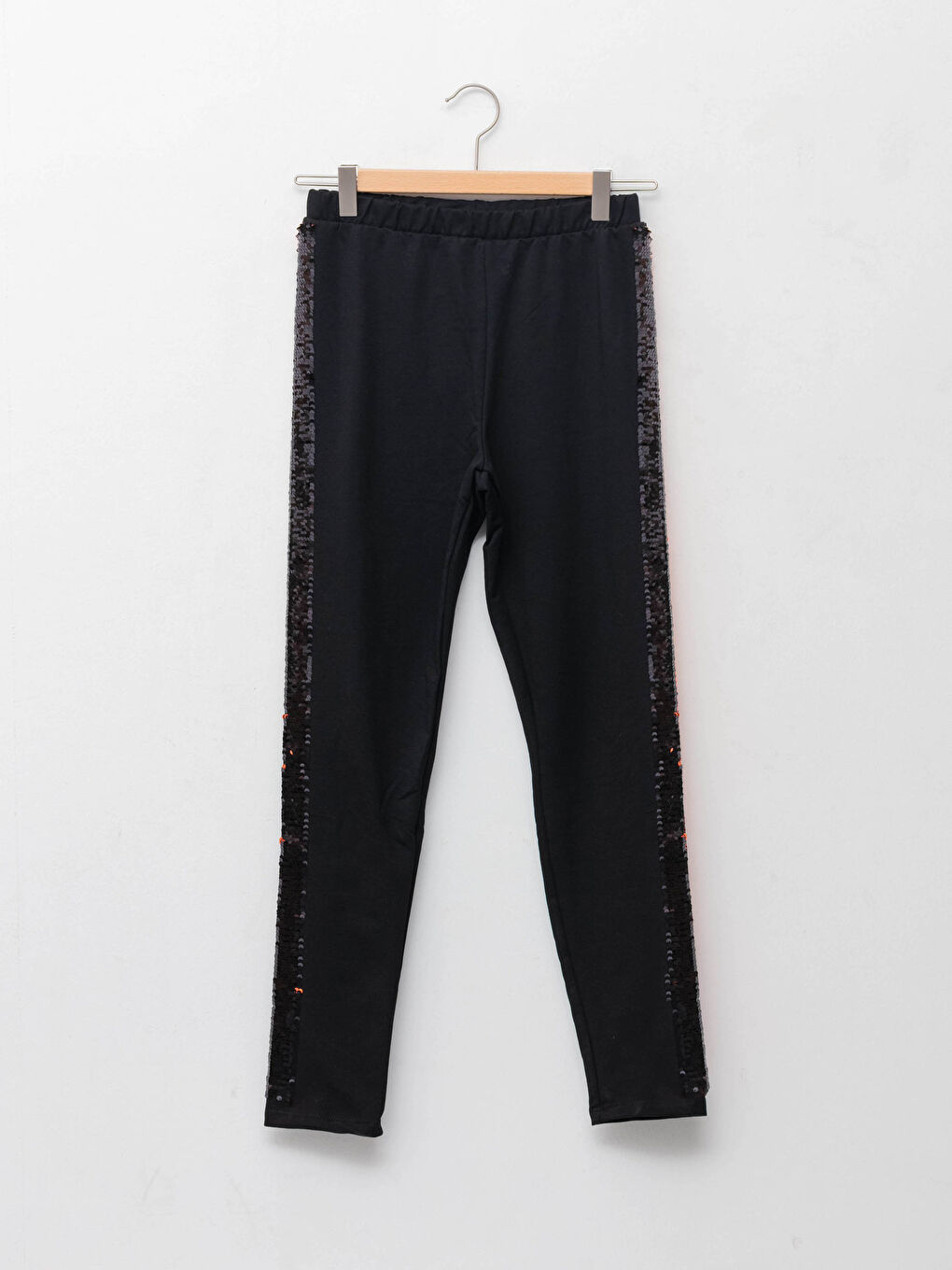 LCW Kids Elastic Waist Embroidered Sequins Embroidered Cotton Girls' Ankle-Length Leggings -W16786Z4-CVL
