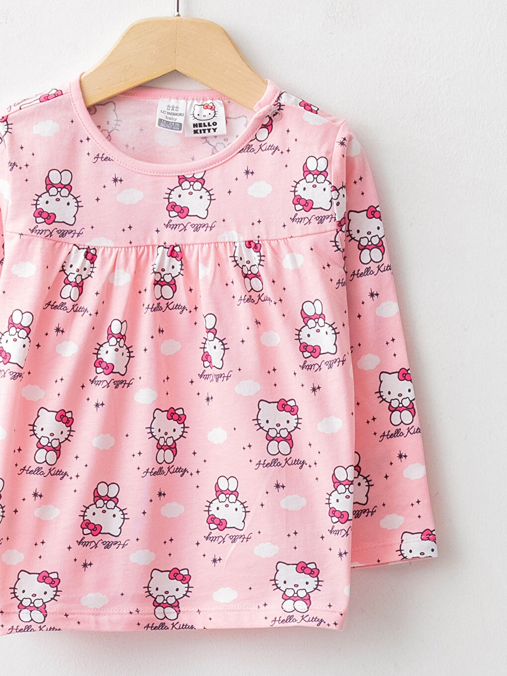 Rundhalsausschnitt Langarm Hello Kitty Bedrucktes Baumwolle Baby Mädchen Pyjama-Set-2