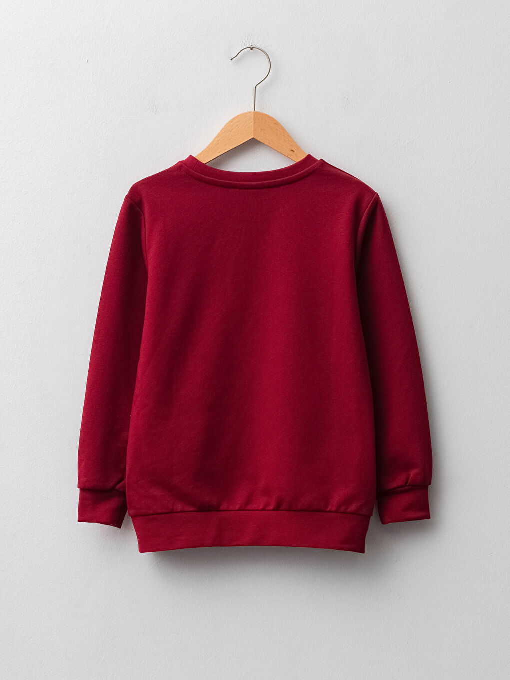 Bordo Bisiklet Yaka Baskılı Uzun Kollu Erkek Çocuk Sweatshirt-1