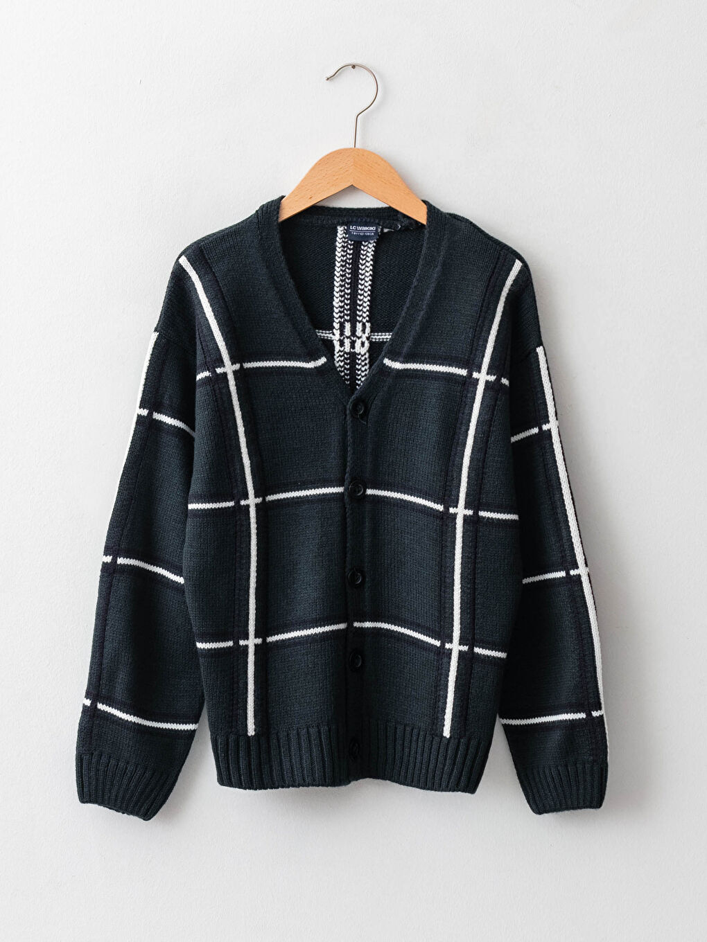 V-Neck Striped Long Sleeve Boy Knitwear Cardigan