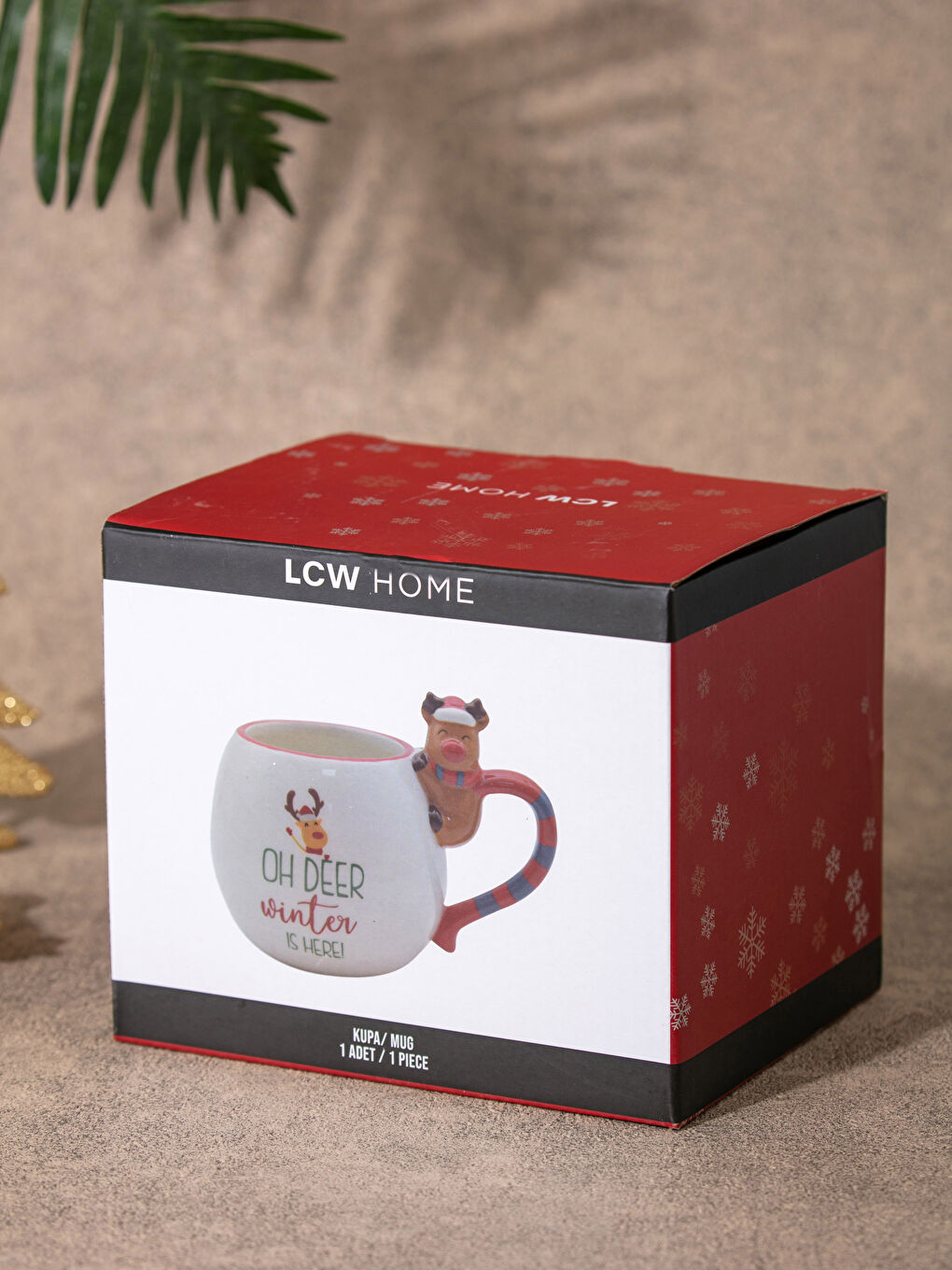 Christmas Themed Slogan Printed Ceramic Mug Cup 15x10x11 Cm-3