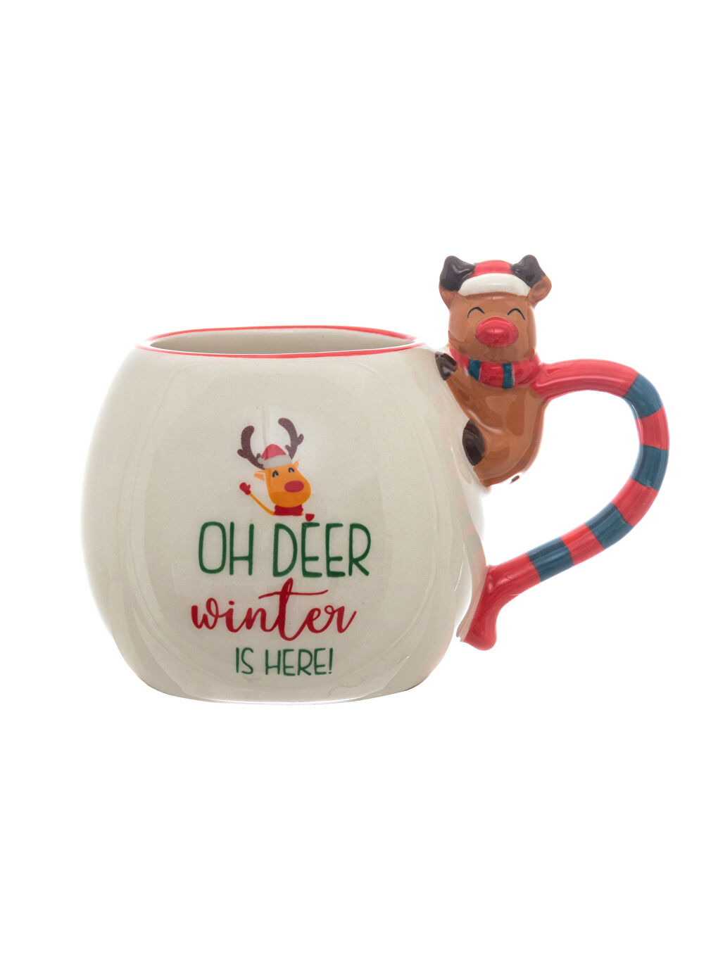Christmas Themed Slogan Printed Ceramic Mug Cup 15x10x11 Cm-4