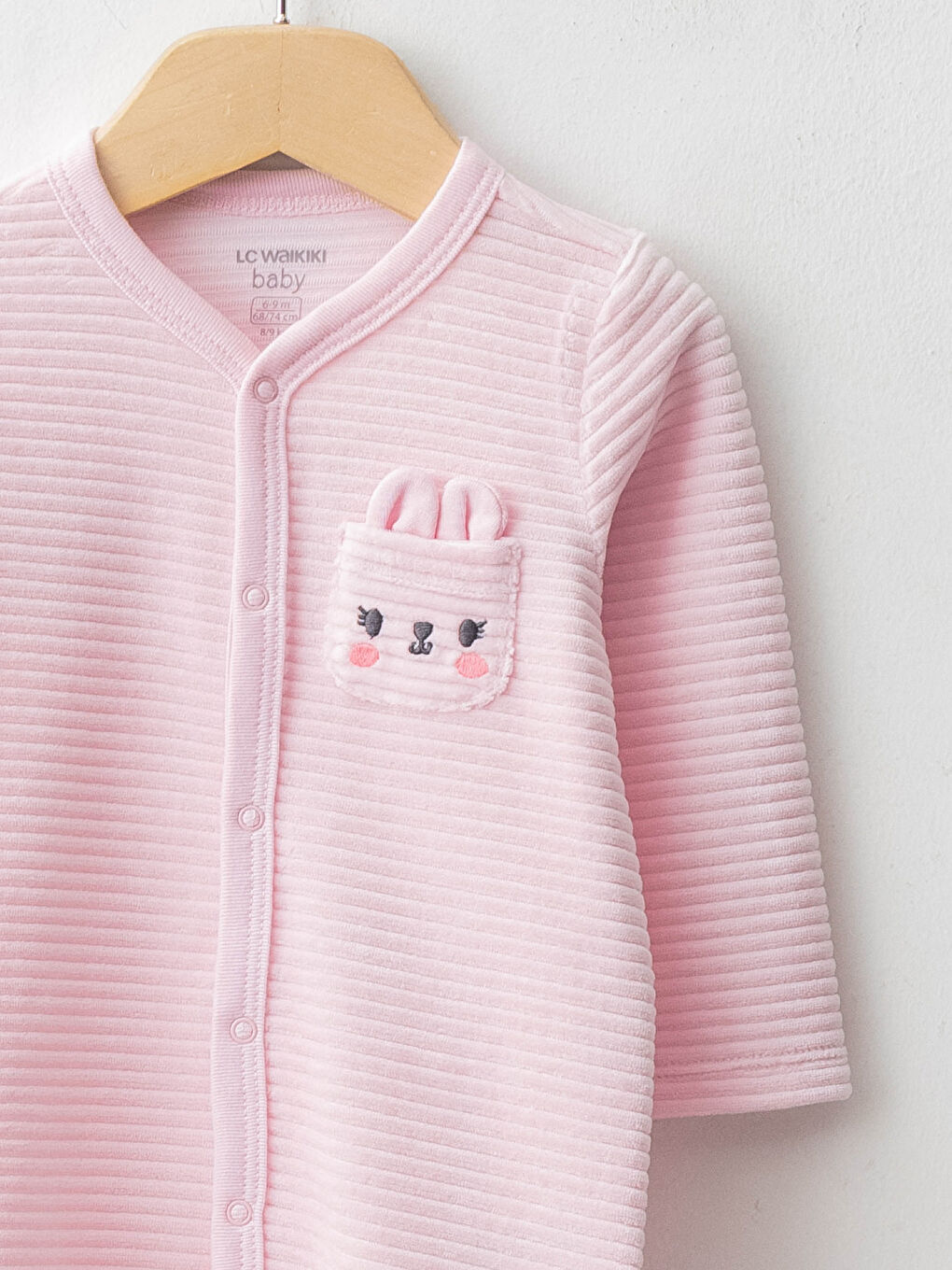 V Neck Long Sleeve Printed Baby Girl Rompers-2