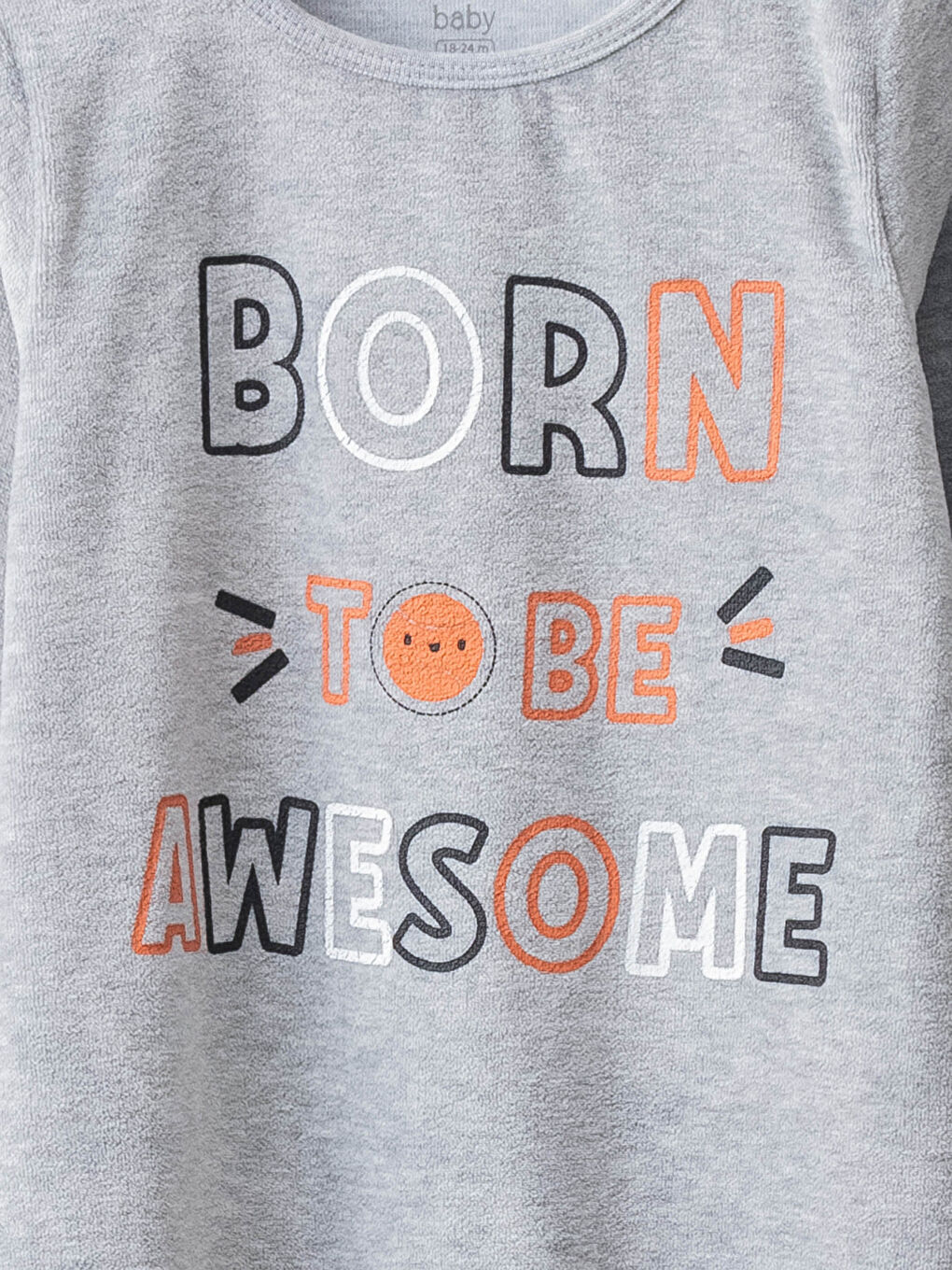 Crew Neck Long Sleeve Printed Velvet Baby Boy Rompers-2