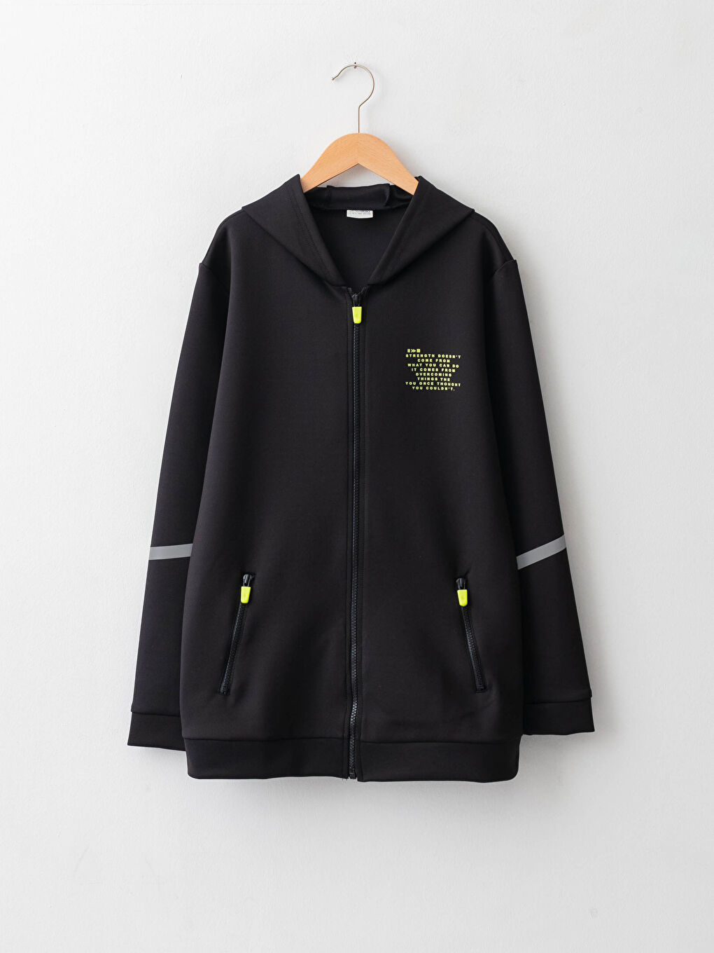 Суитшърт с качулка, отпечатан, с дълъг ръкав, за момчета, с цип