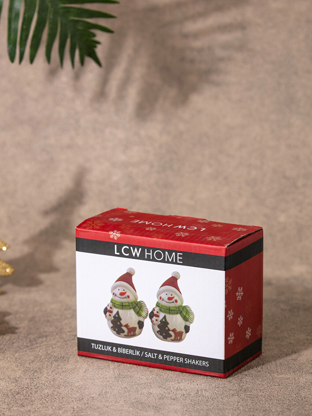 LCW HOME علب ملح وفلفل من السيراميك بطبعة الكريسماس مقاس 6 × 5 × 9 سم -W17240Z8-F9C