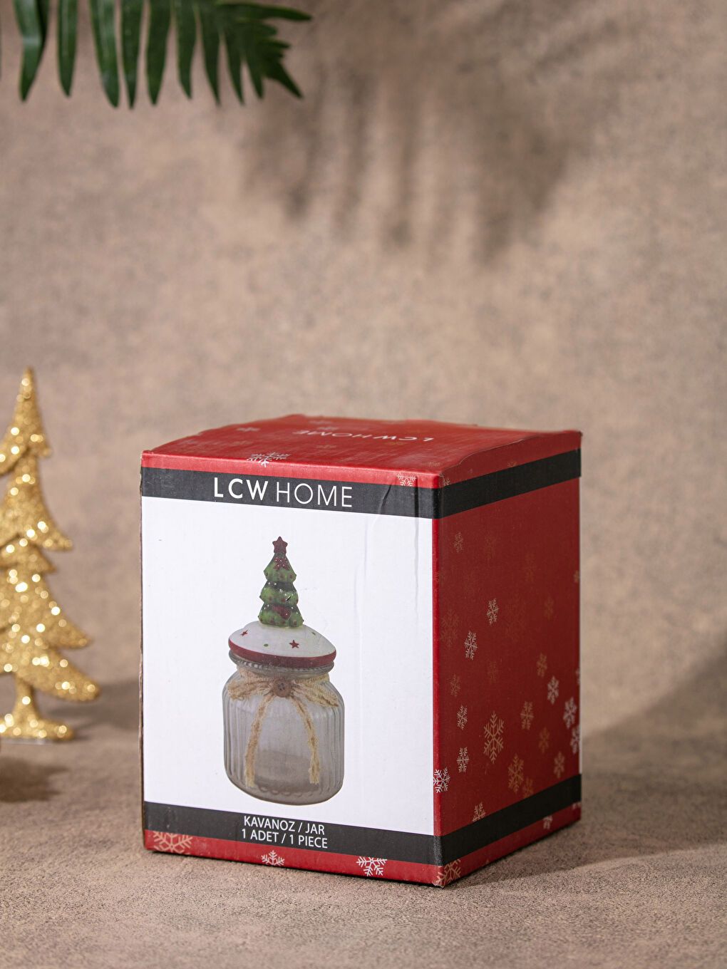 LCW HOME Yılbaşı Temalı Desenli Cam Kavanoz 600 ml -W17242Z8-F9C