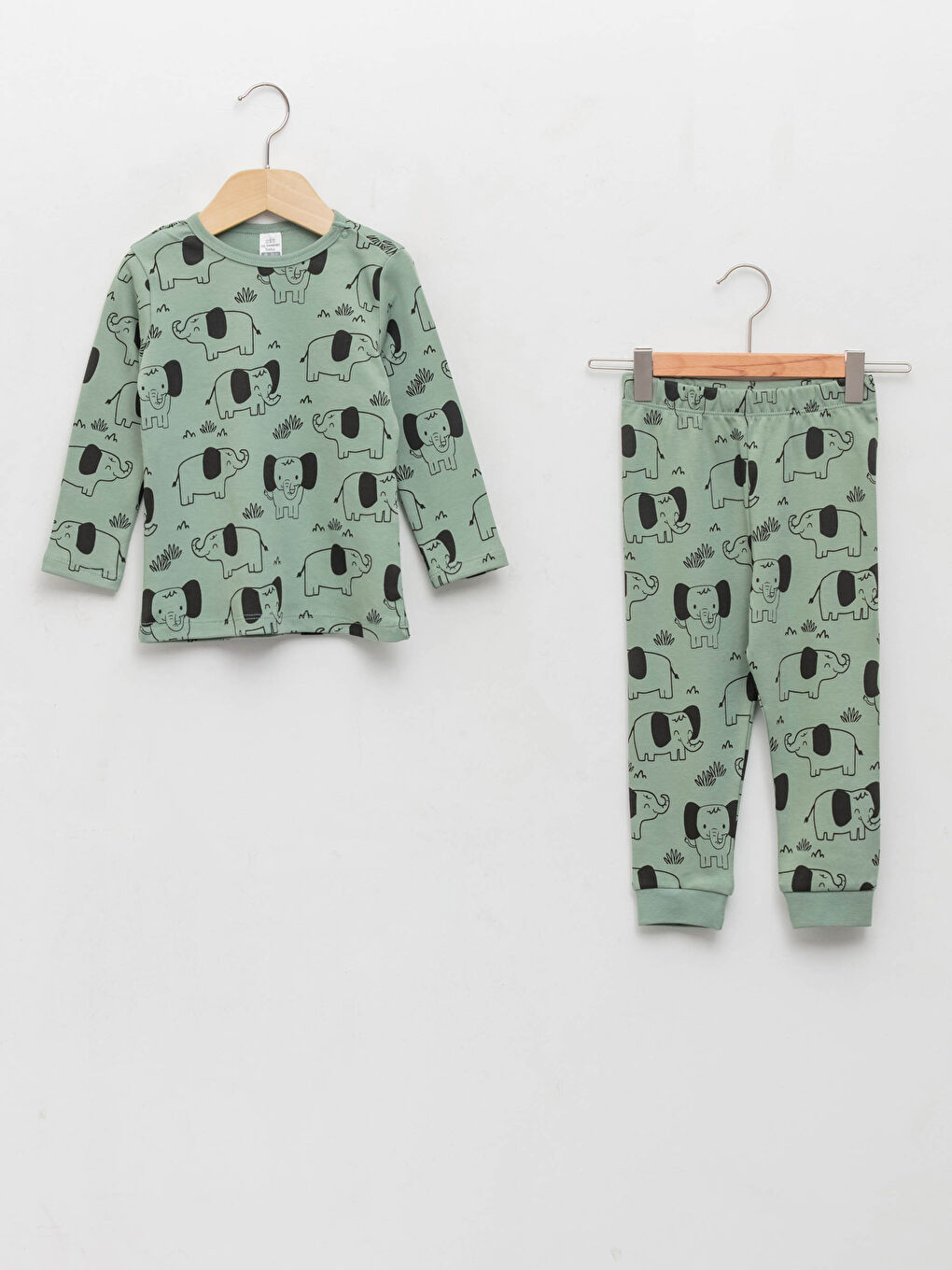 Crew Neck Long Sleeve Printed Cotton Baby Boy Pajama Set
