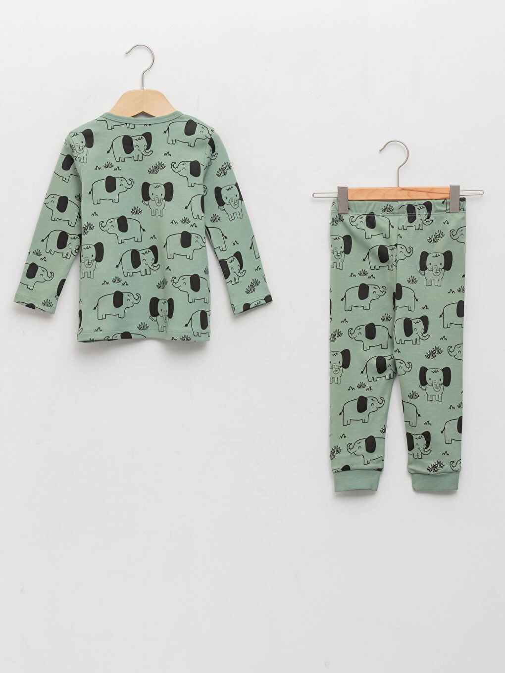 Crew Neck Long Sleeve Printed Cotton Baby Boy Pajama Set-1