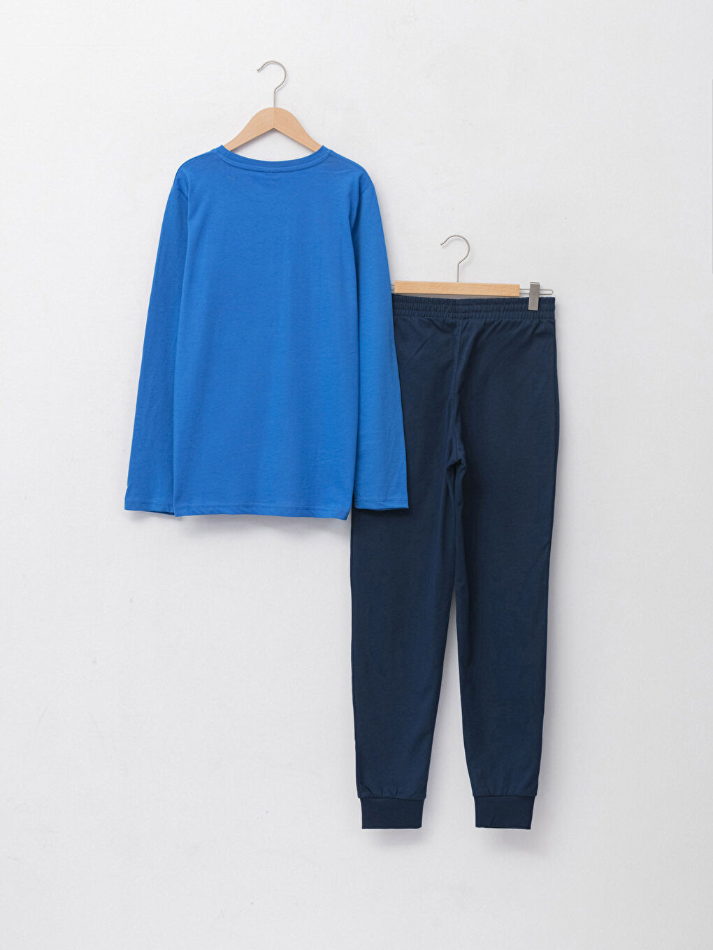 Mavi Bisiklet Yaka Baskılı Uzun Kollu Erkek Çocuk Tişört ve Eşofman Altı-1