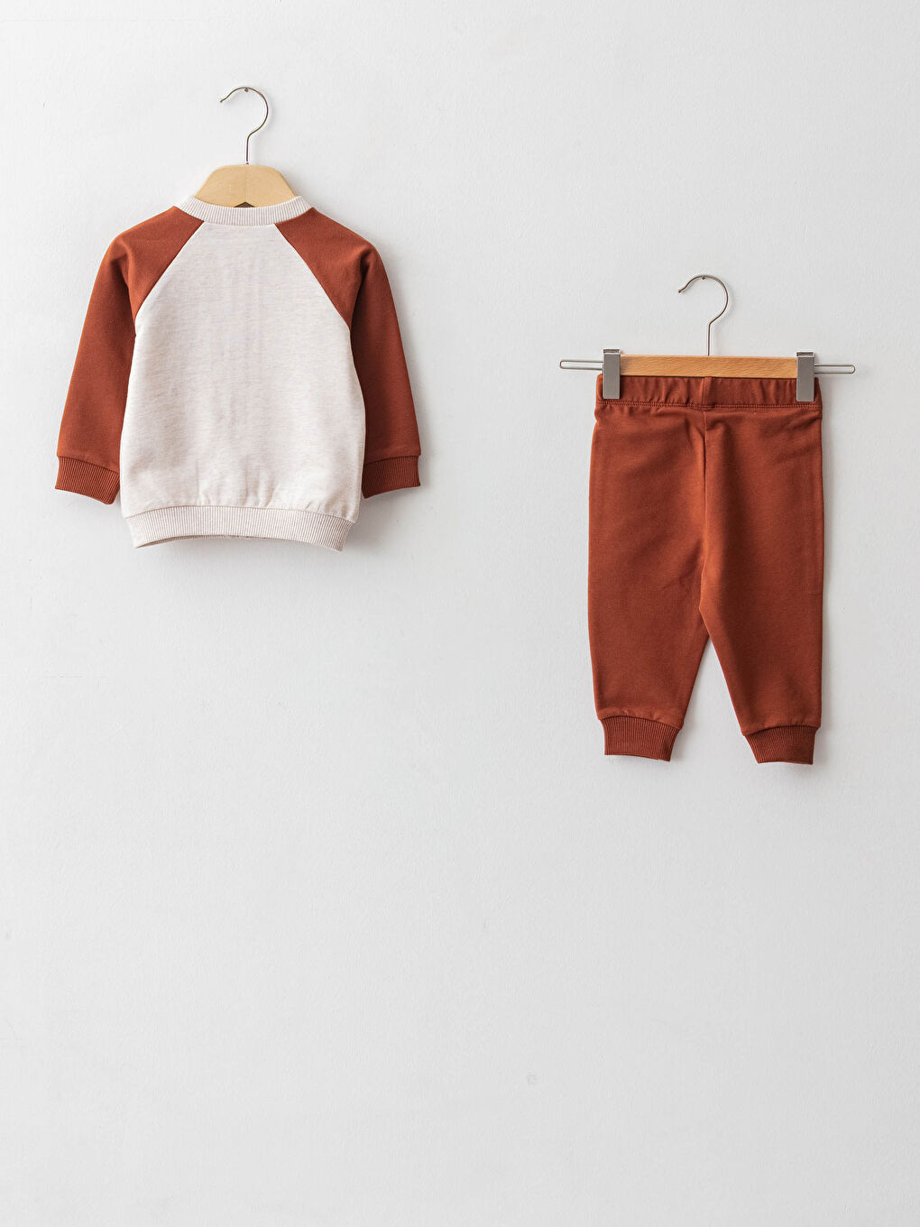 Crew Neck Long Sleeve Printed Baby Boy Zippered Sweatshirt and Pants 2-Pack-1