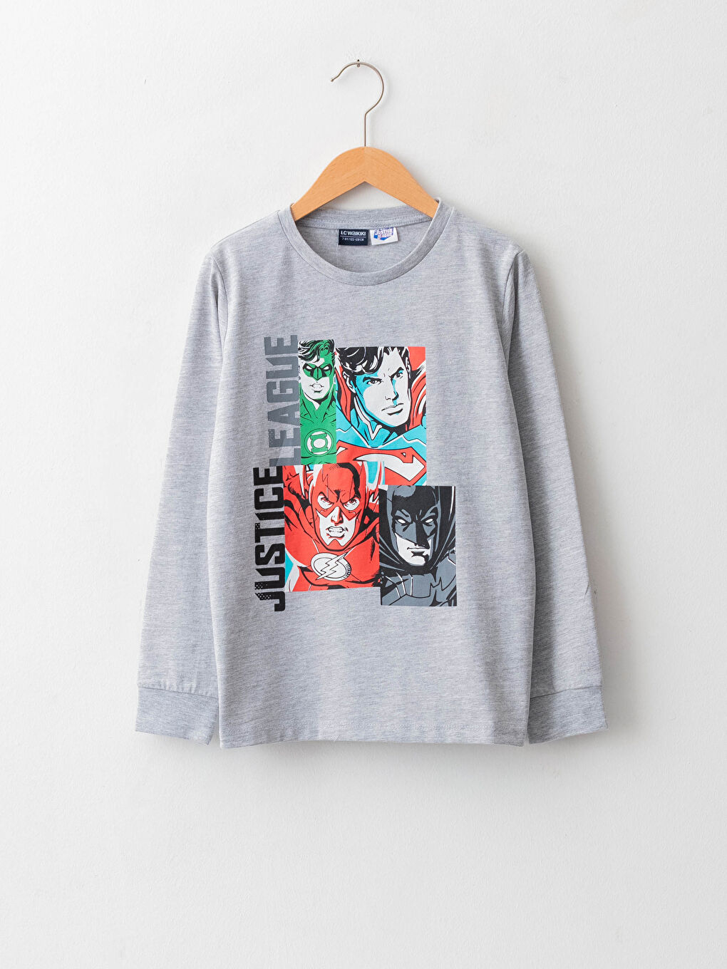 LCW Kids Rundhalsausschnitt Justice League Bedrucktes Langarm Jungen T-Shirt -W17503Z4-LAL
