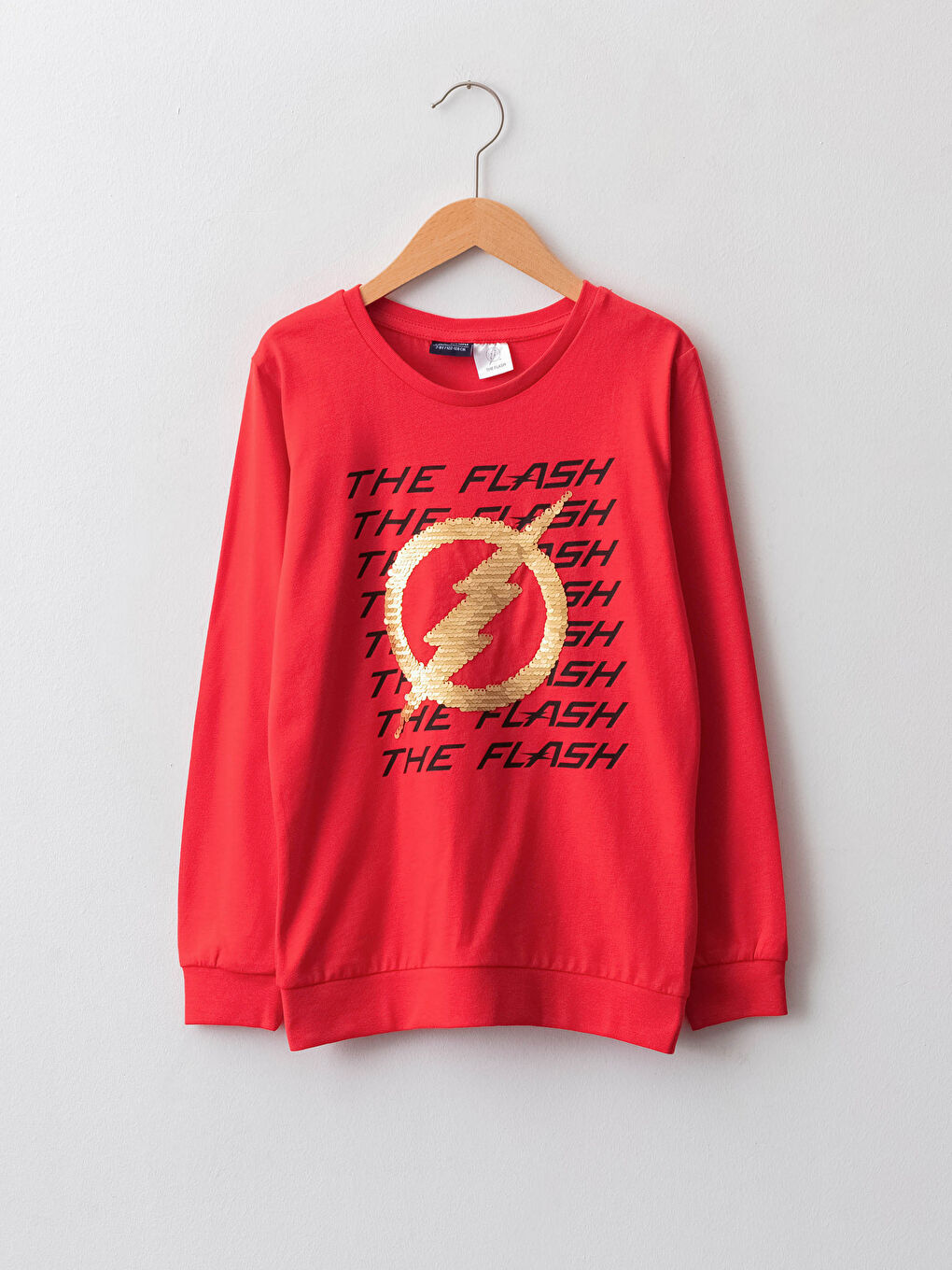 Crew Neck The Flash Printed Long Sleeve Cotton Boy T-Shirt